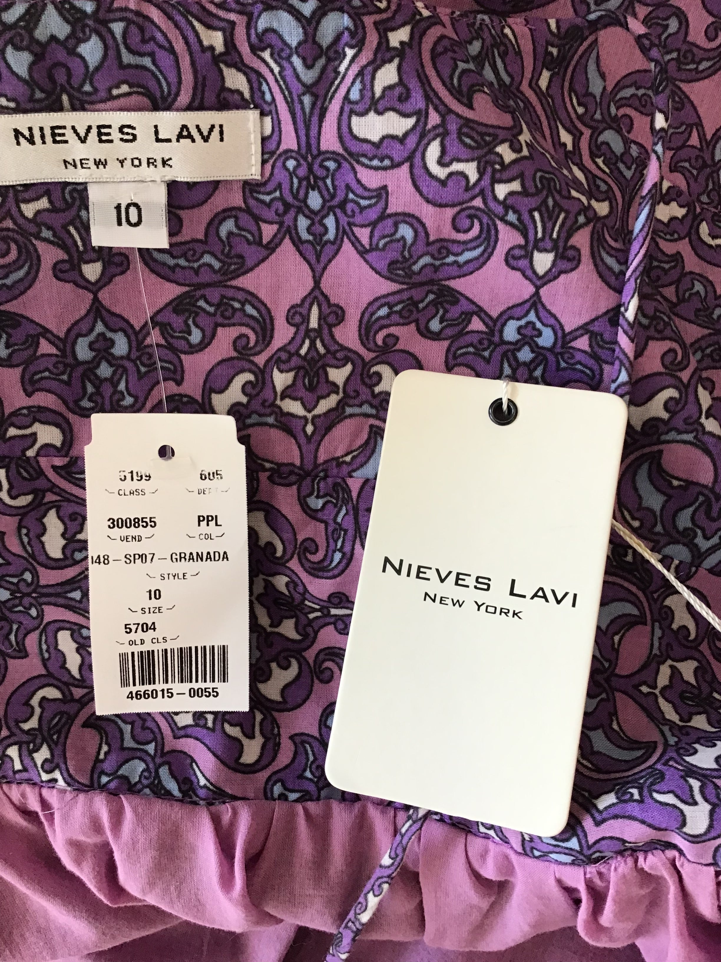 2000’s Nieves Lavi Purple Printed Cotton Day Dress Size 10