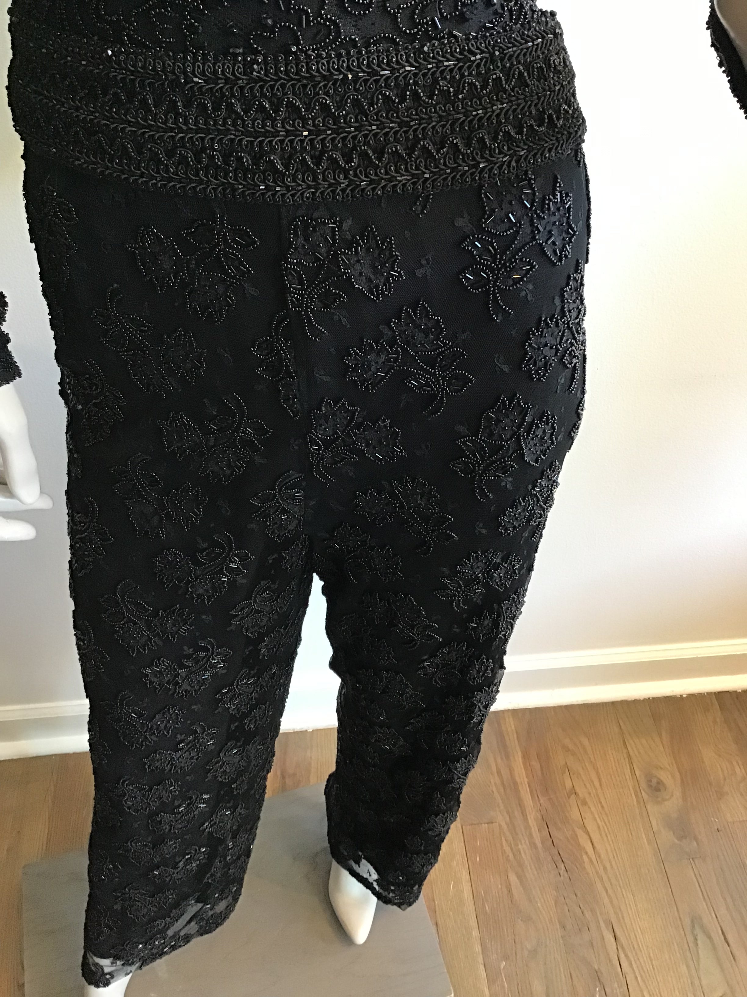 1980's Giorgio di Saint Angelo  Black Beaded Unitard and Pants Size 6/8