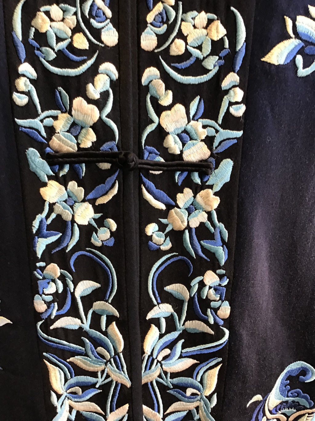 1990’s Ralph Lauren Embroidered Blue Silk Chinese Style Jacket Size 10