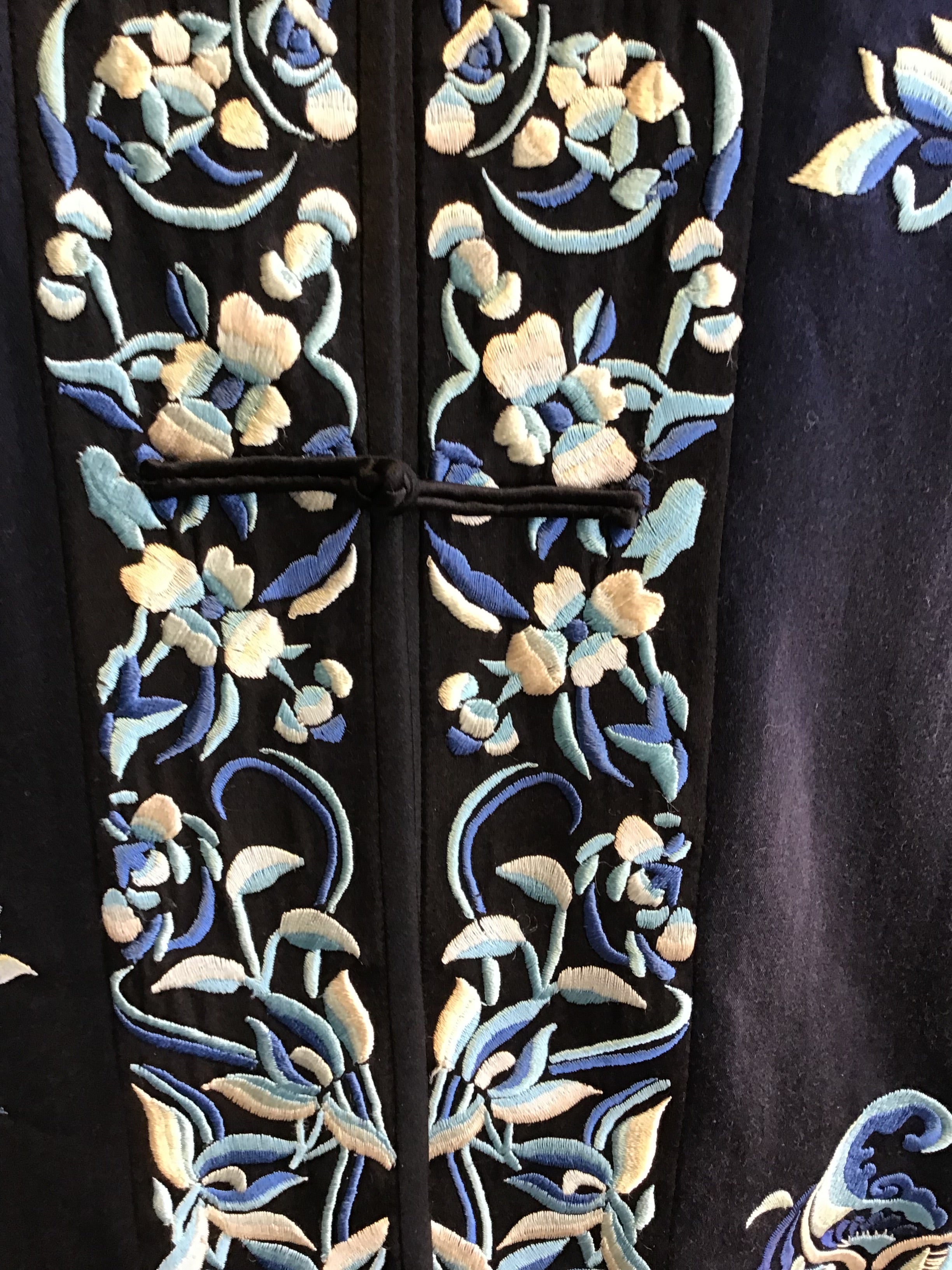 1990’s Ralph Lauren Embroidered Blue Silk Chinese Style Jacket Size 10
