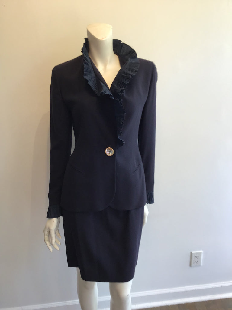 1980’s Navy Blue Wool Christian  Dior Suit Size 6