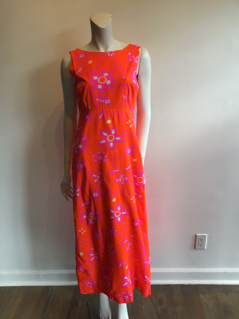 1960s Ludy of Honolulu Pink Maxi Dress Size 8