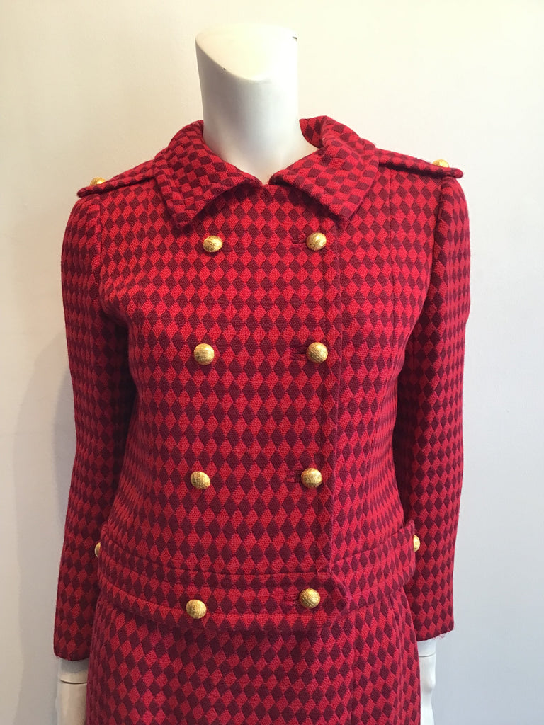 1960s Red and Black Wool Suit by Rose Bertin of Zurich Size 8