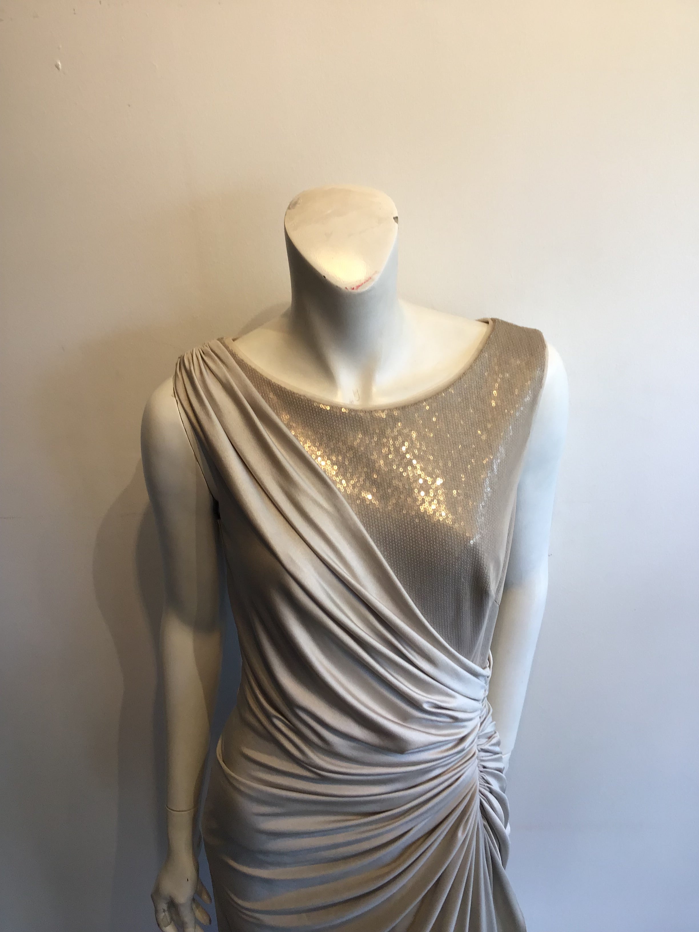 1990’s Tadashi Shoji Taupe Polyester Evening Dress Size 6