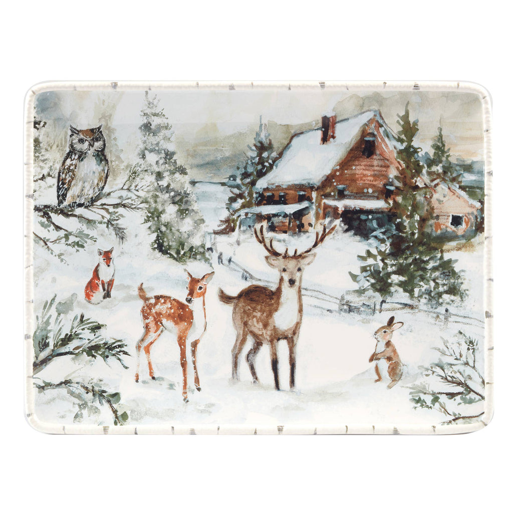 Winter's Frost Christmas Rectangular Platter 16in x 12in