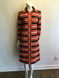 1970’s Orange/Black and white Polyester Striped Spring Coat Size 8