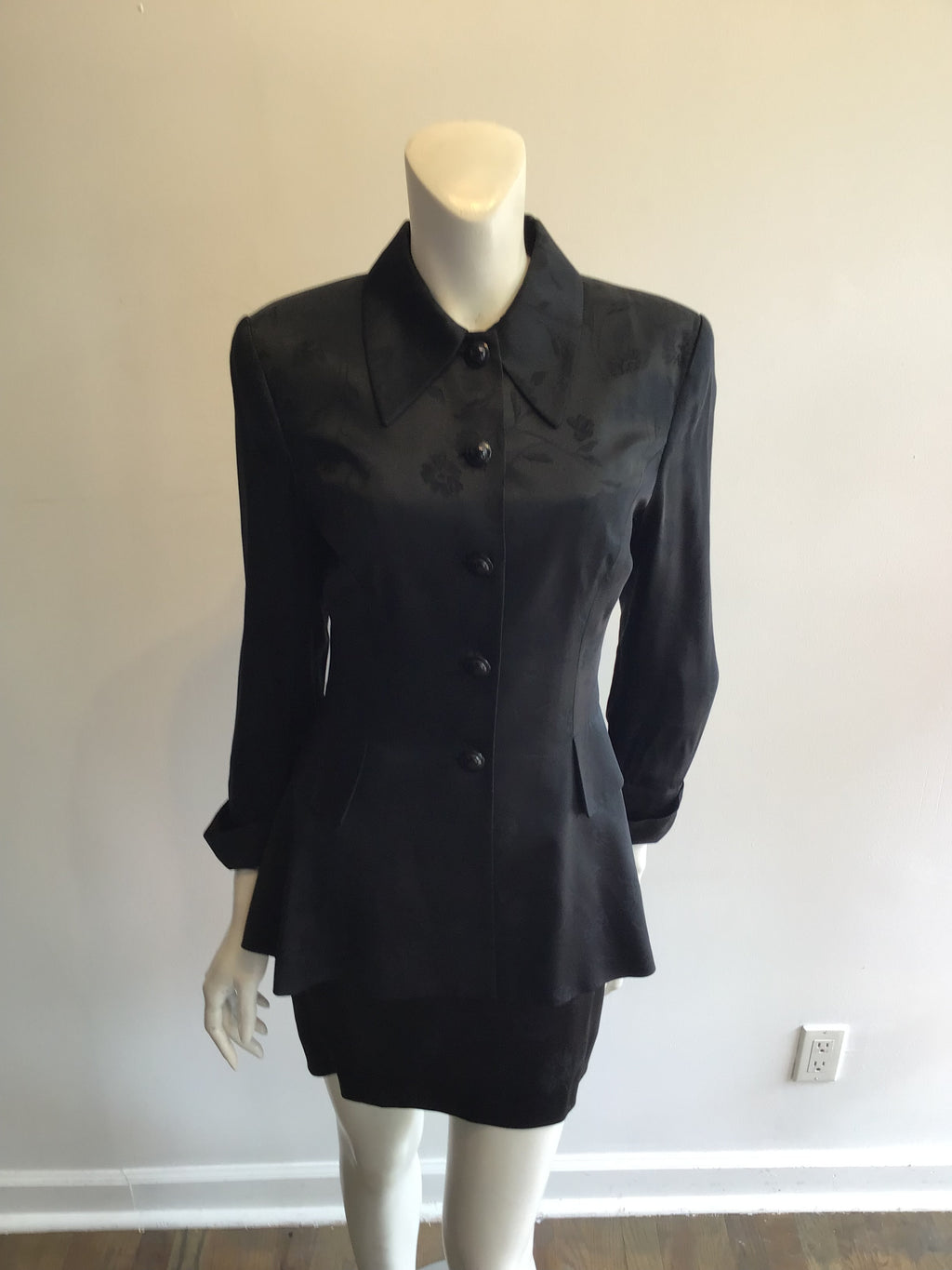 1980’s Black Silk 3 Piece Cocktail Ensemble Size 8