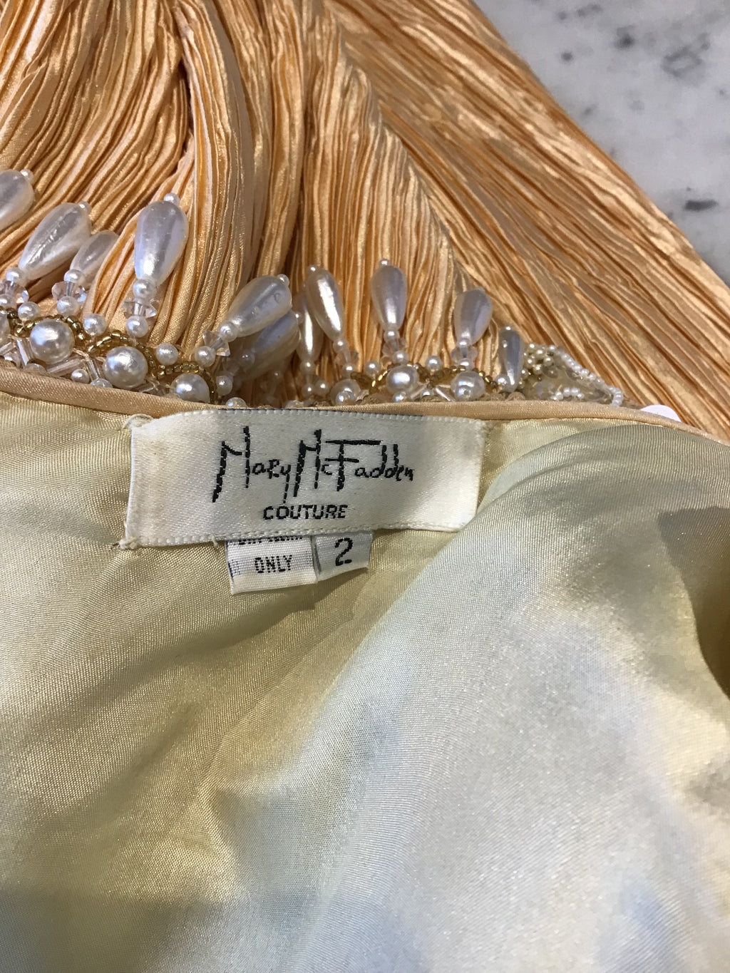 1980’s Mary McFaddenlike  Mario Synthetic Pleated Evening Dress Size 4