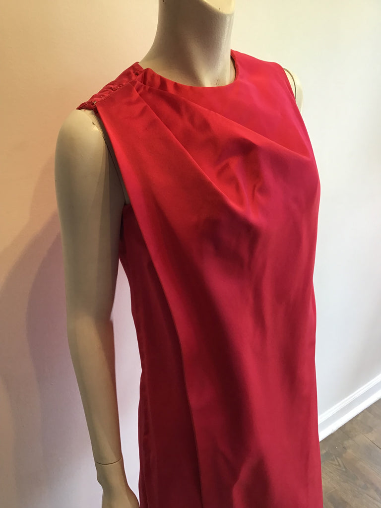 1960’s Raspberry Pink Silk Satin Evening Gown Size 4