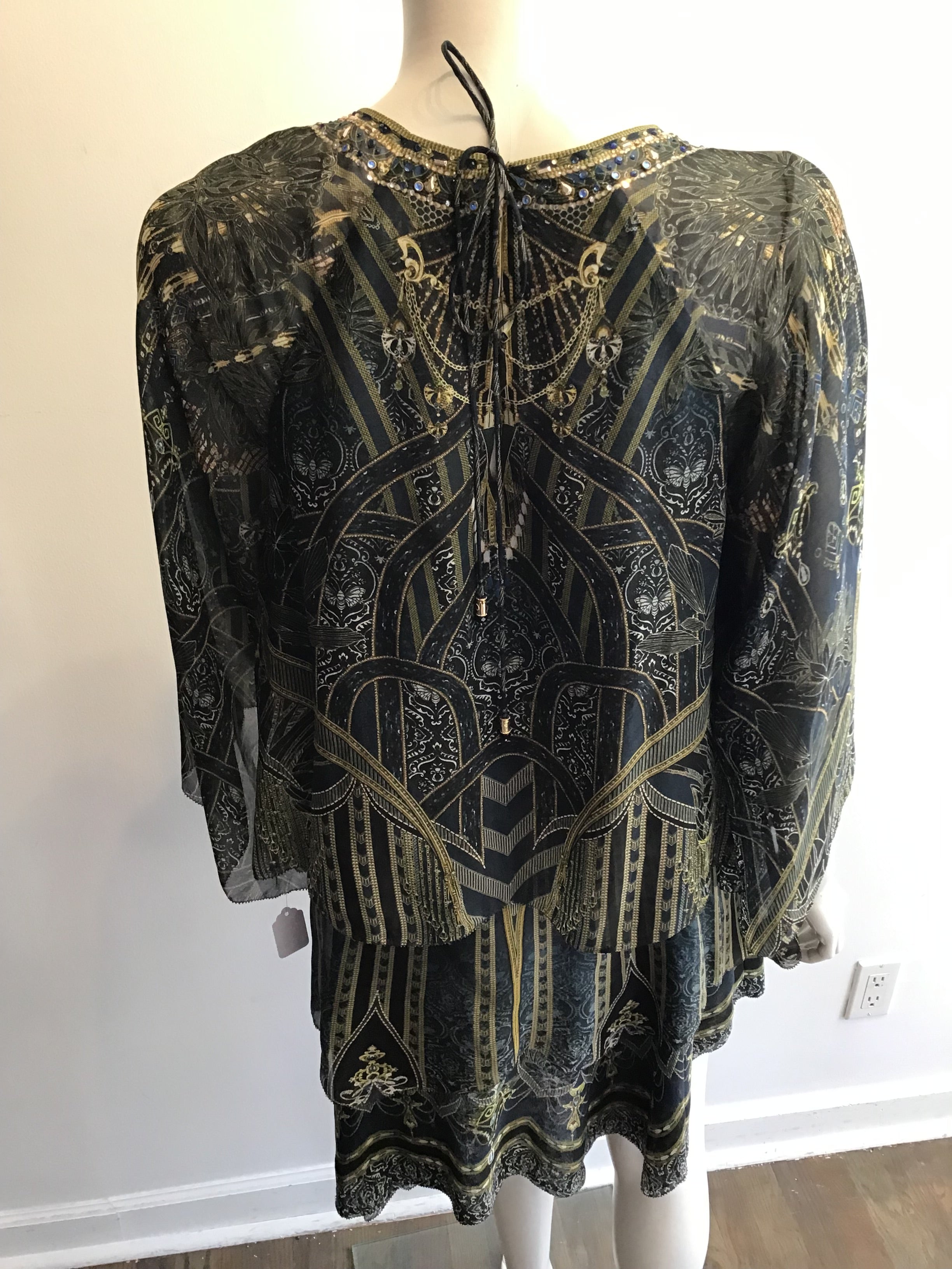 2000’s Camilla Blue and Green Silk Mini Dress Size 8/10