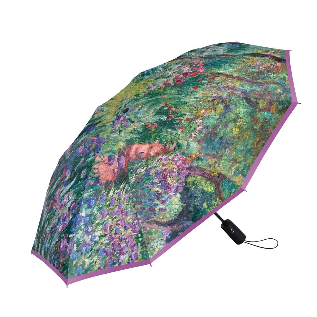 Monet Artist's Gardens at Giverny Travel Umbrella – Compact, One-Touch Open & Close