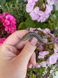 Sterling and marcasite vintage 80s lizard pin