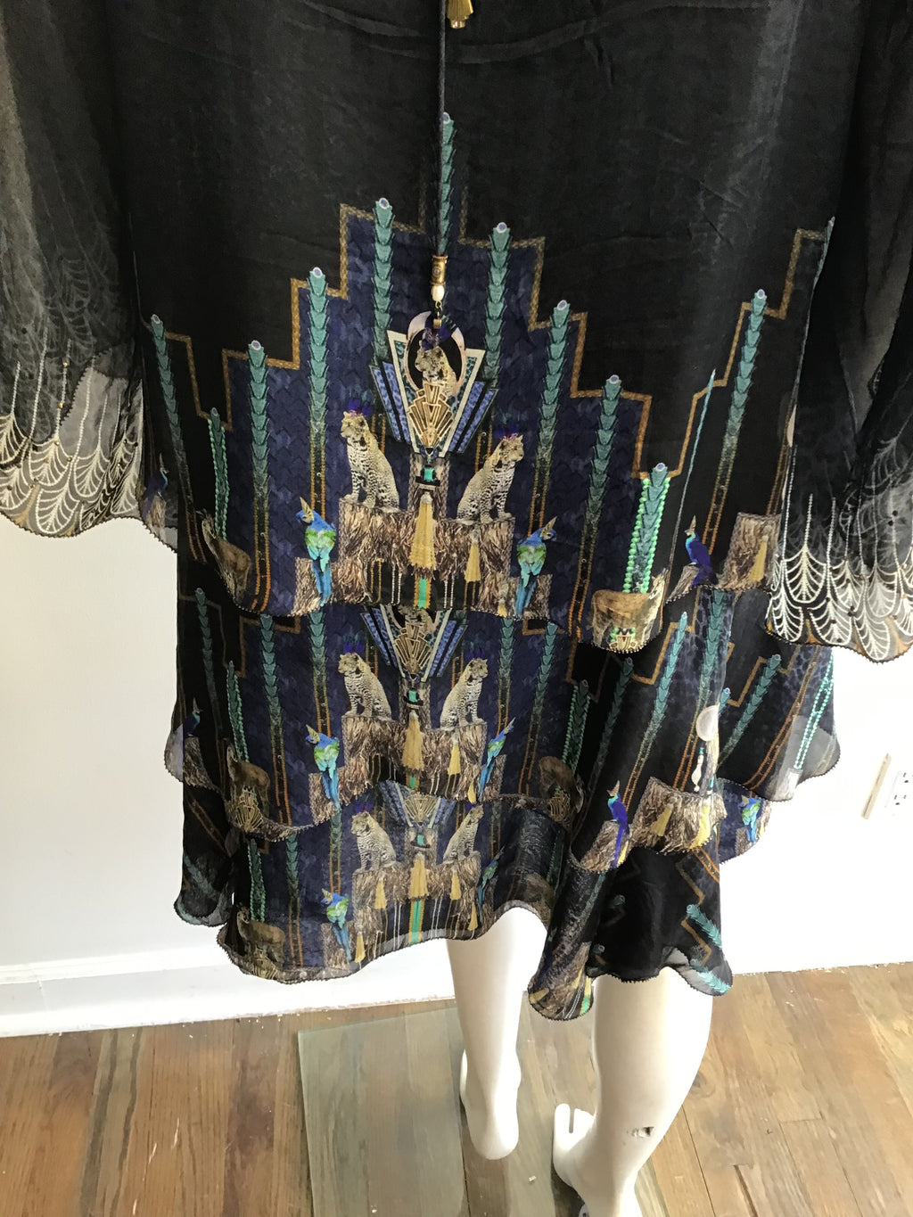 2000’s Camilla blue and Black Silk Mini Dress Size 8/10