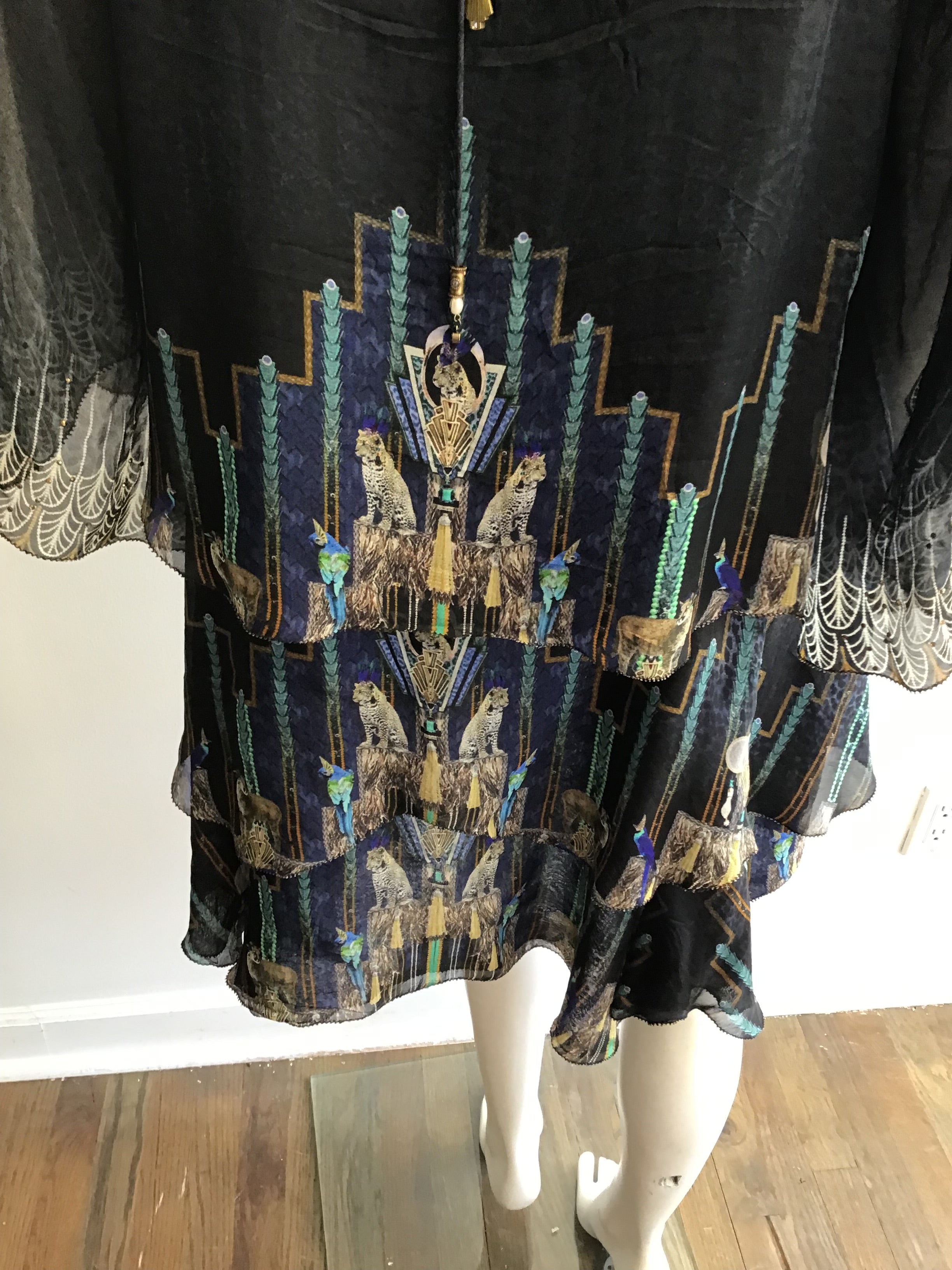 2000’s Camilla blue and Black Silk Mini Dress Size 8/10