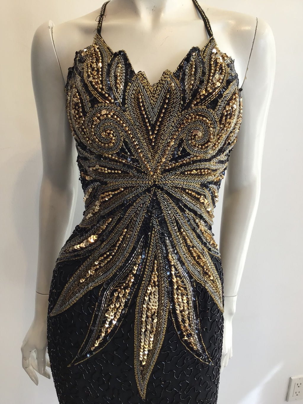 1980’s Mezzanine Luna by Modi Beaded Silk Chiffon Cocktail Dress Size 8