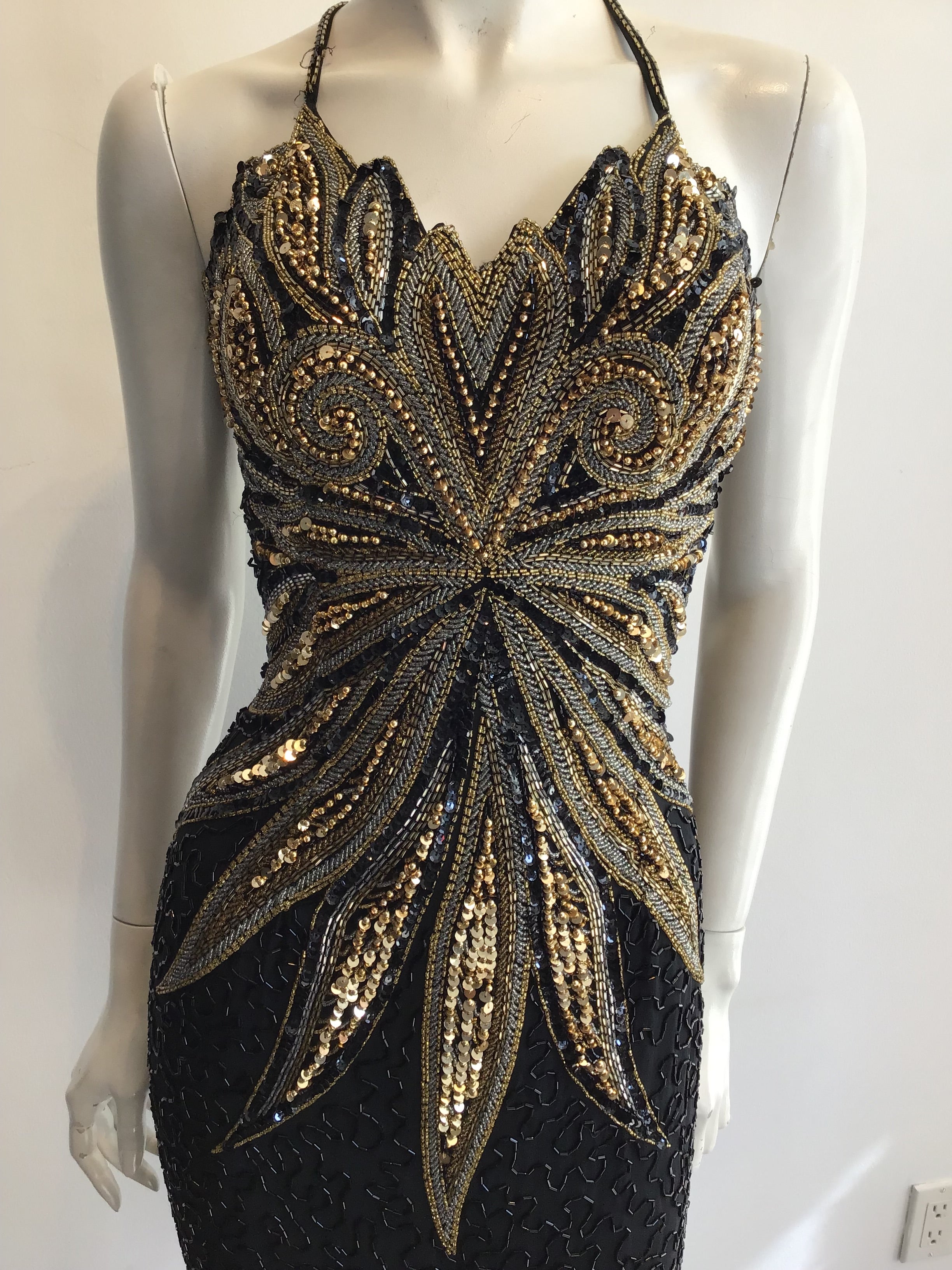 1980’s Mezzanine Luna by Modi Beaded Silk Chiffon Cocktail Dress Size 8