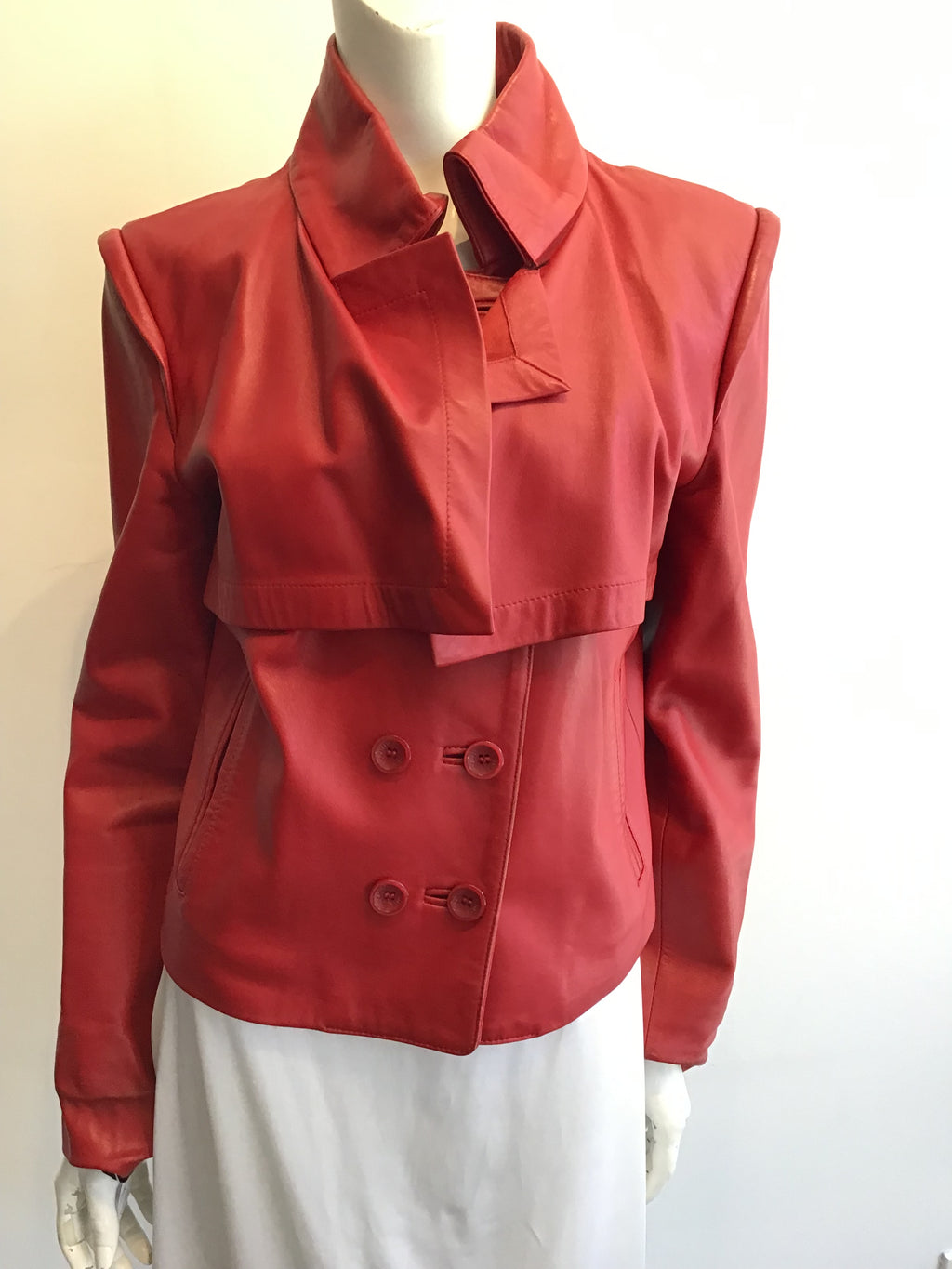 1990s Donals Pilsner Red Leather Jacket Size 6