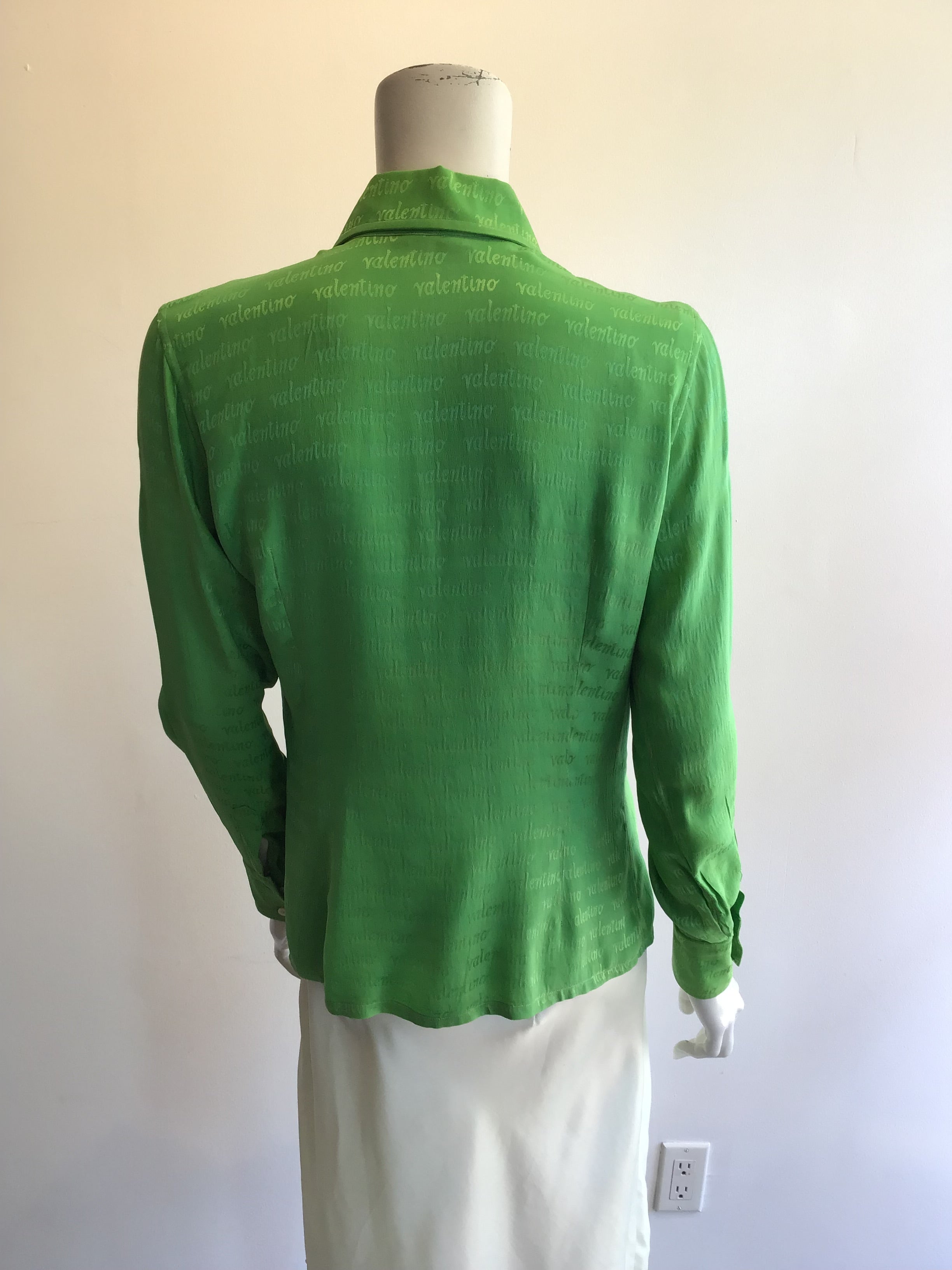 1970’s Valentino Green Silk Blouse Size 6