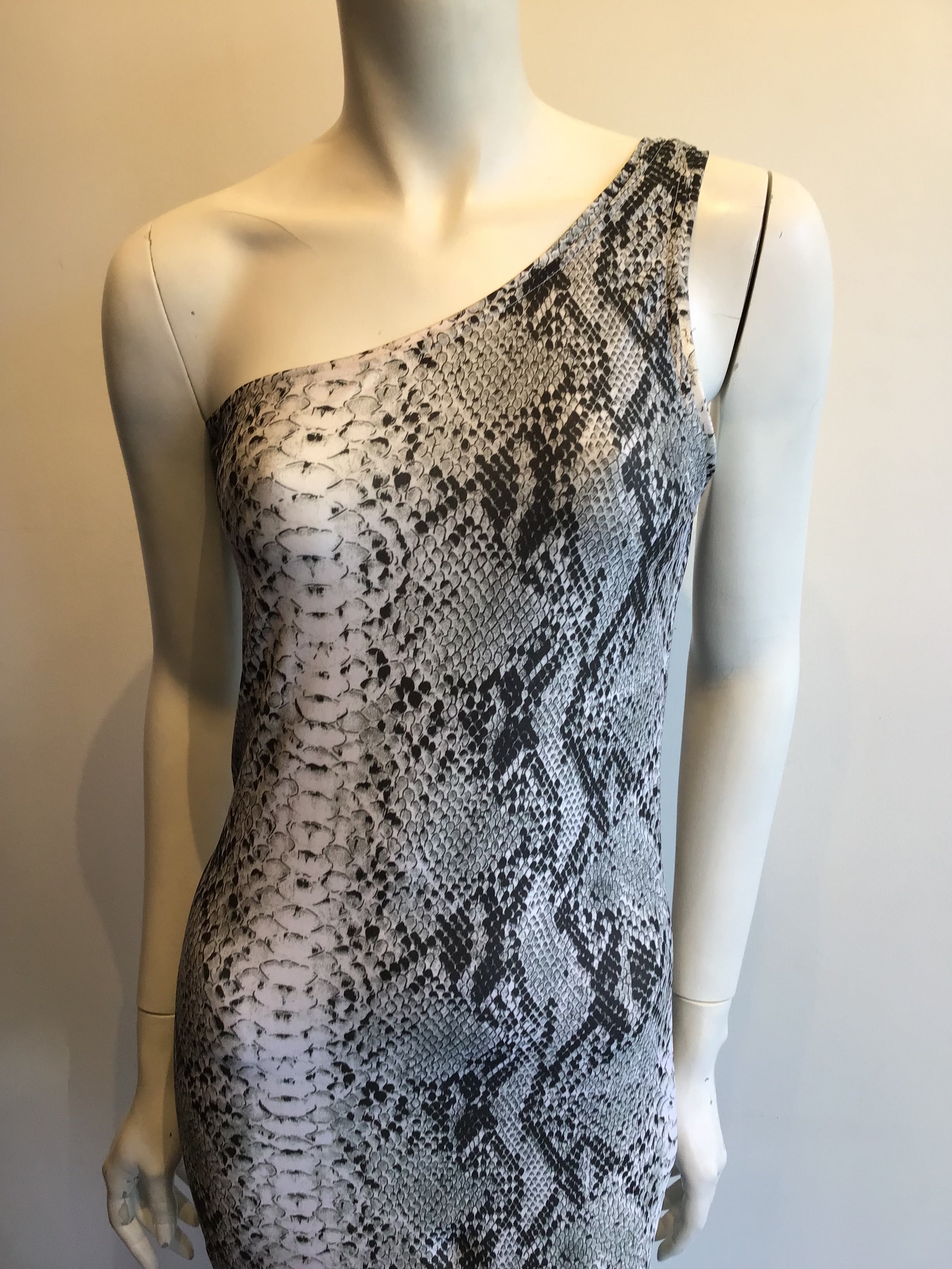 1980s Black/White Python Print Patrick Kelly Evening Gown Size 2 Never Worn