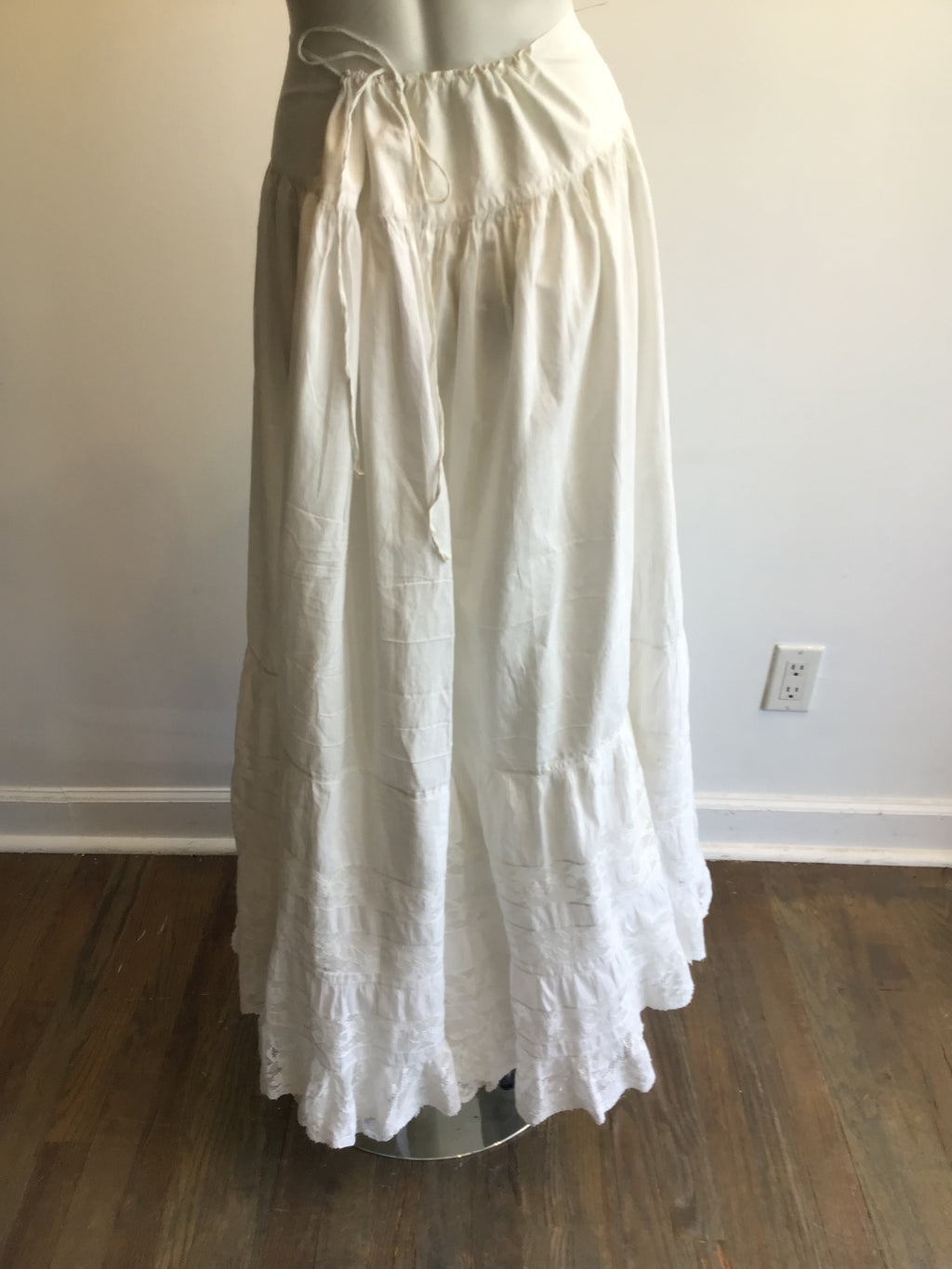 Victorian White Cotton and Lace Petticoat