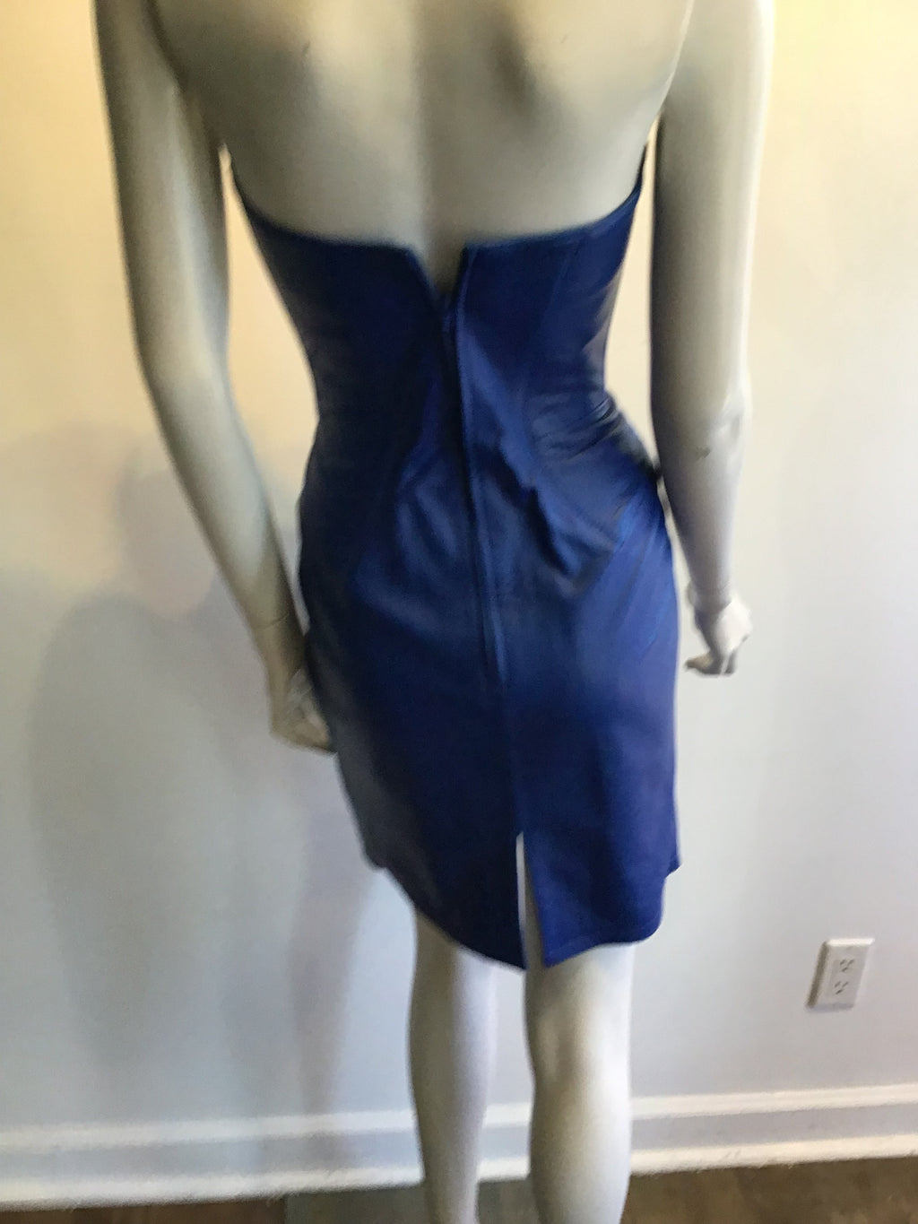 1980’s Scully Leather Blue Leather Dress with Bolero Jacket Size 4