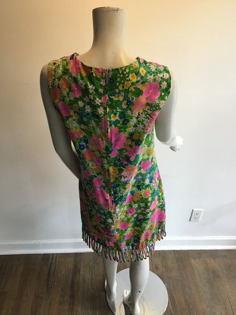 1960’s Cotton Floral Printed Janet Lynn Shift Dress Size 8