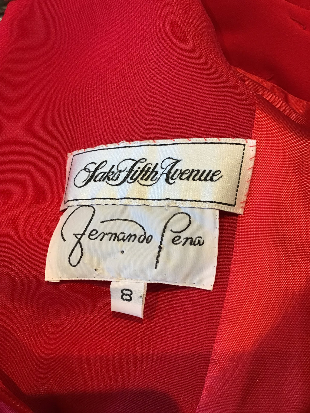1980’s Red Crepe Fernando Pena  Cocktail Dress Size 8