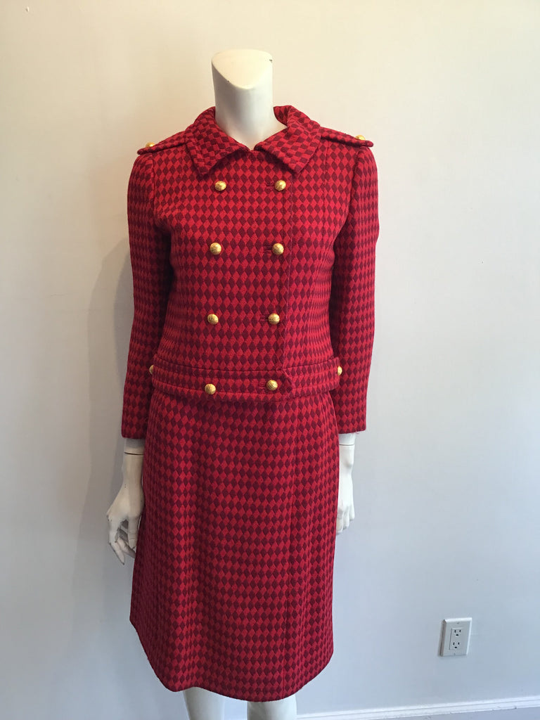 1960s Red and Black Wool Suit by Rose Bertin of Zurich Size 8