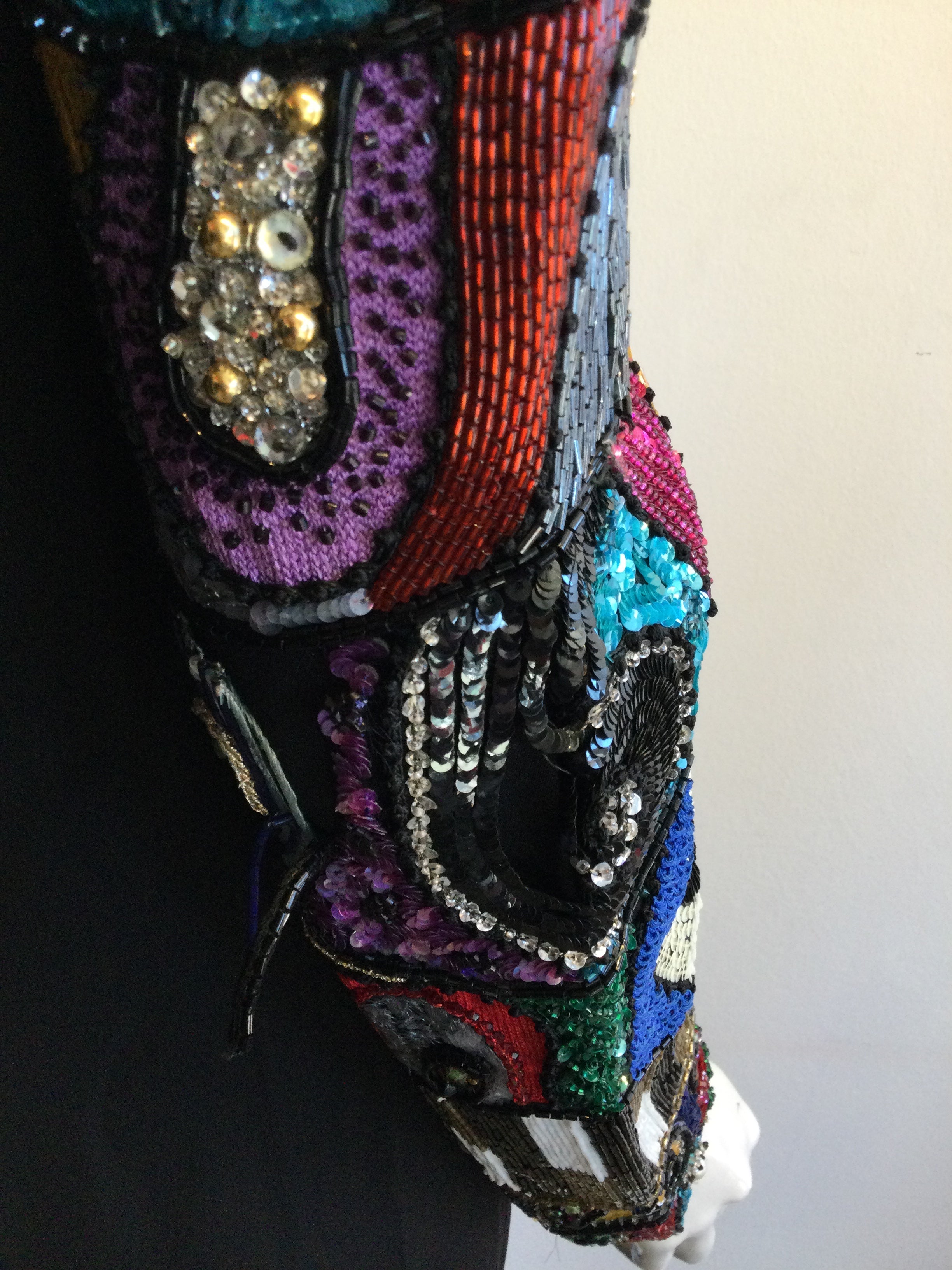 1980’s Louis Féraud  BlackBeaded Viscoise Evening Dress Size 8