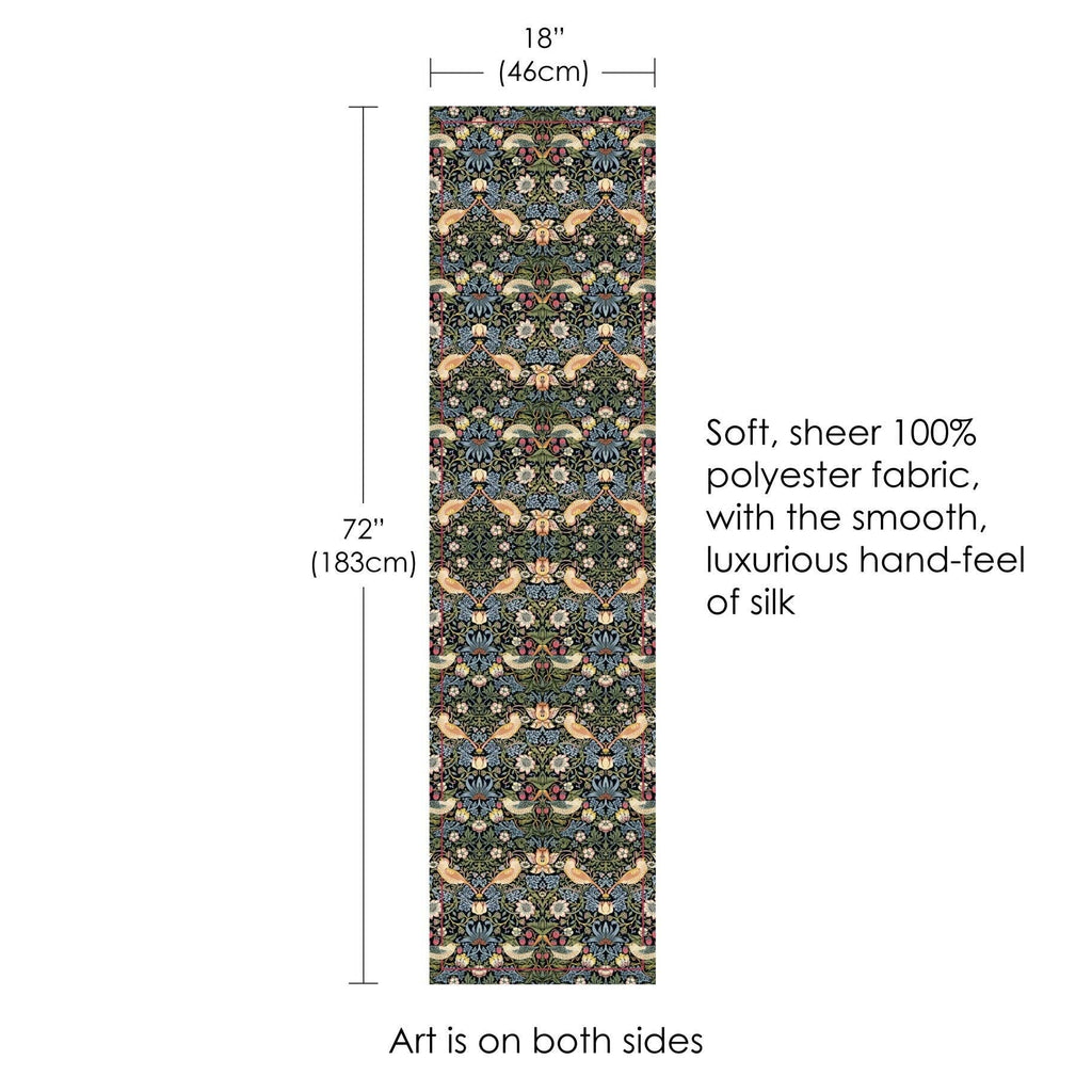 William Morris Strawberry Thief Long Sheer Scarf – Lightweight, Elegant, Silky-Soft