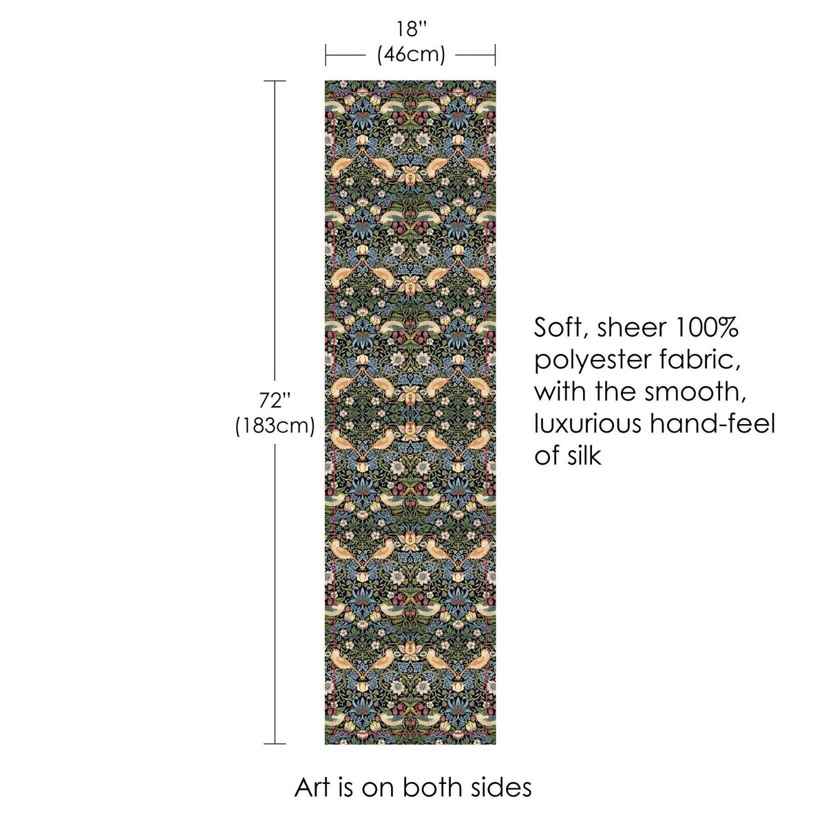 William Morris Strawberry Thief Long Sheer Scarf – Lightweight, Elegant, Silky-Soft