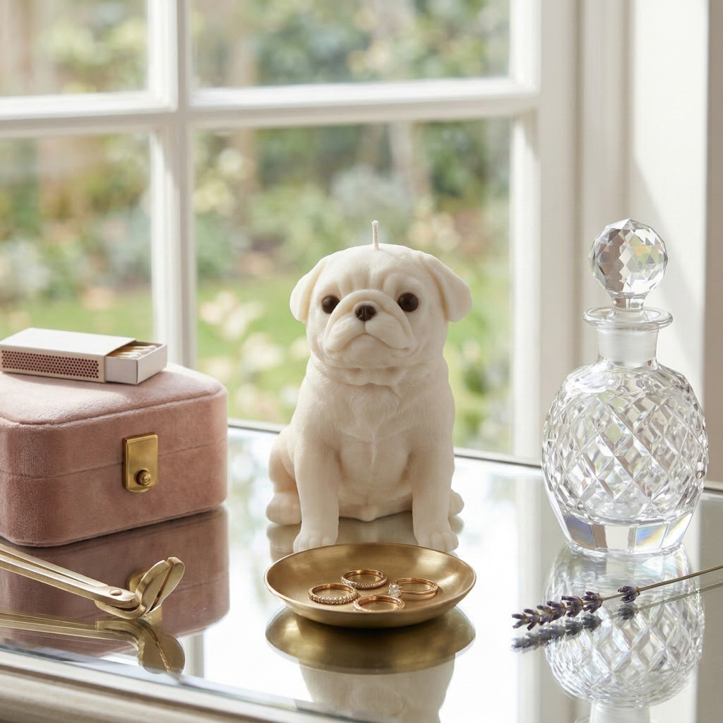 Pug Puppy Candle
