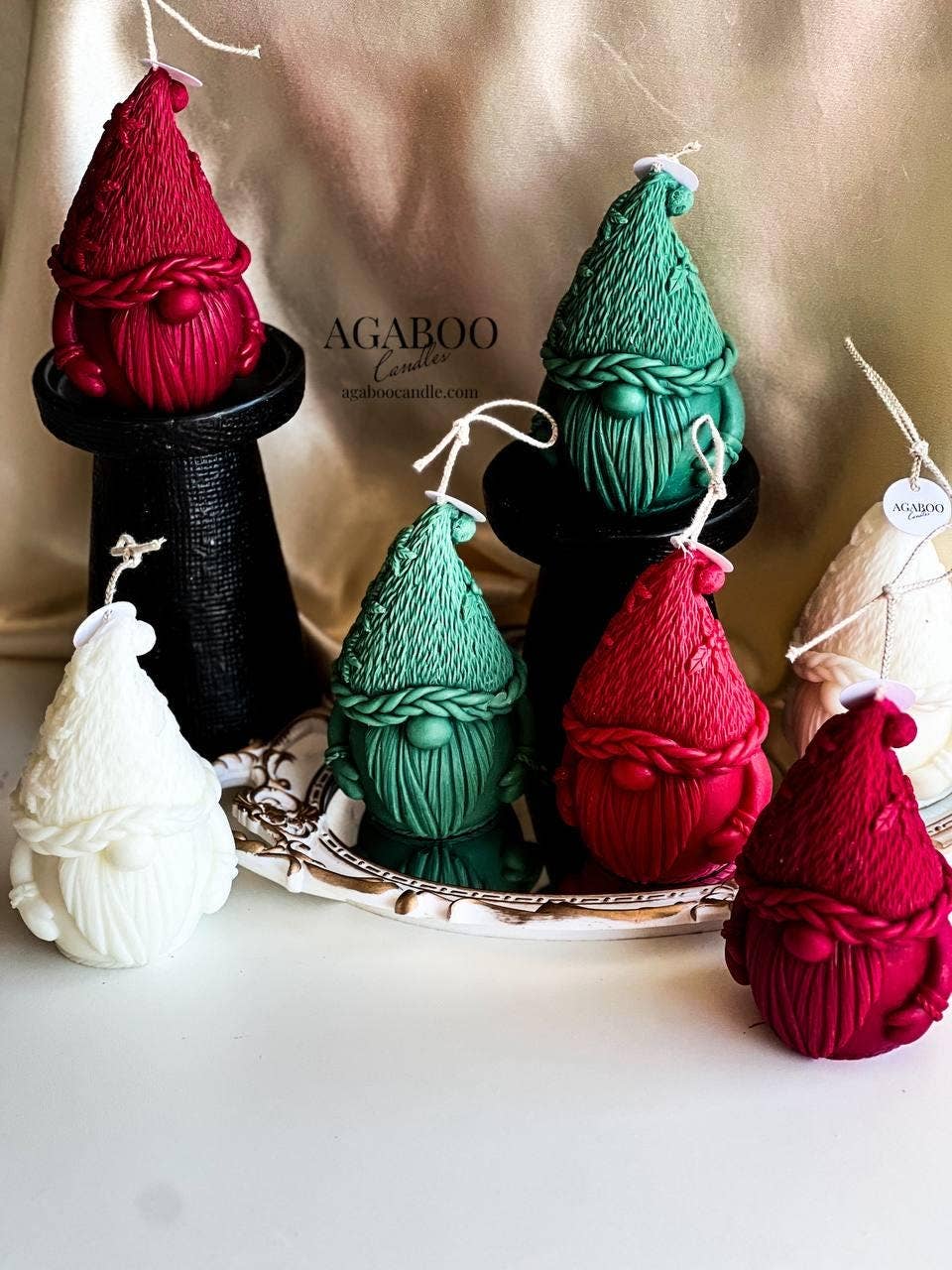 Knitted Gnome Candle 5x3.5 inches