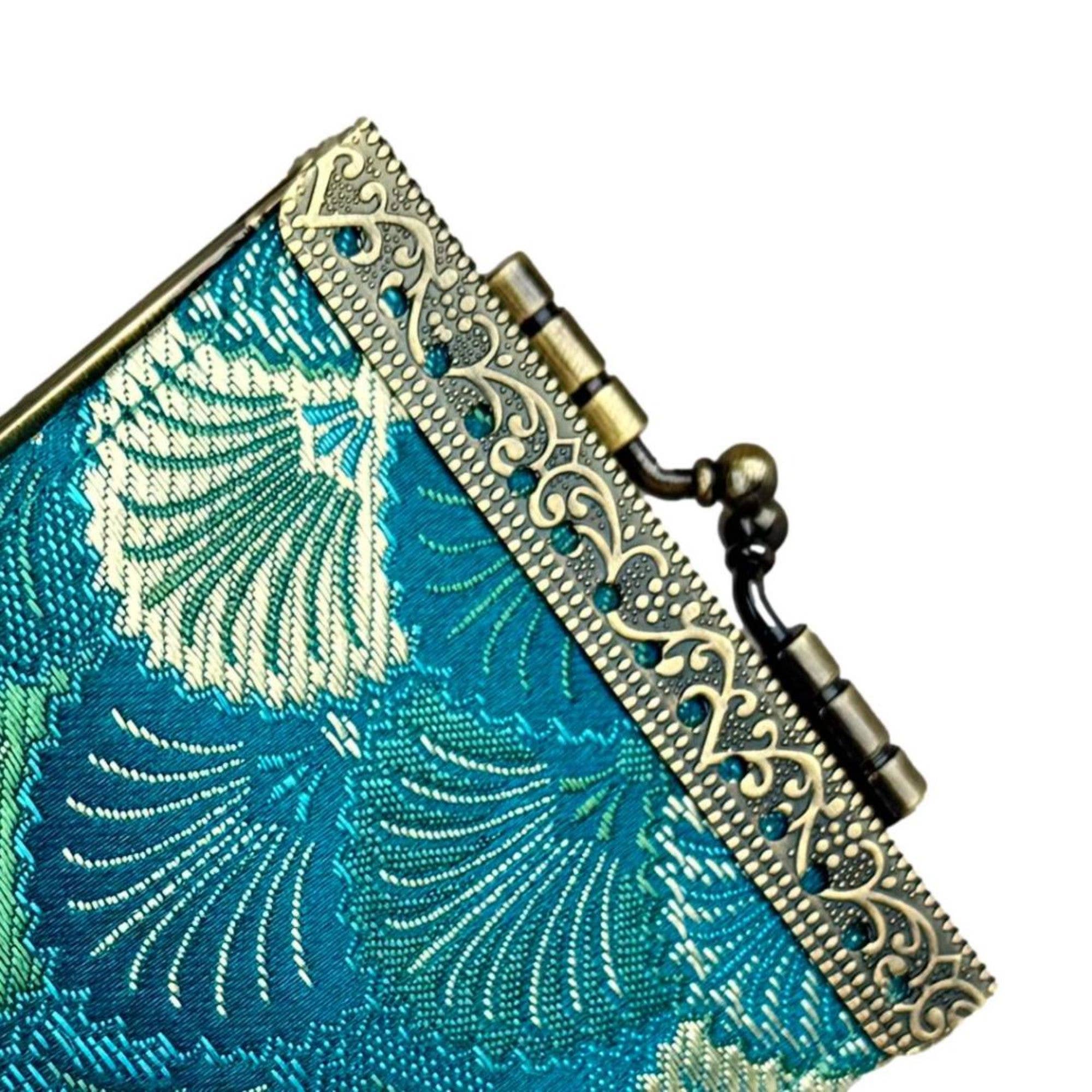 Small Shell Brocade RFID Card Holder