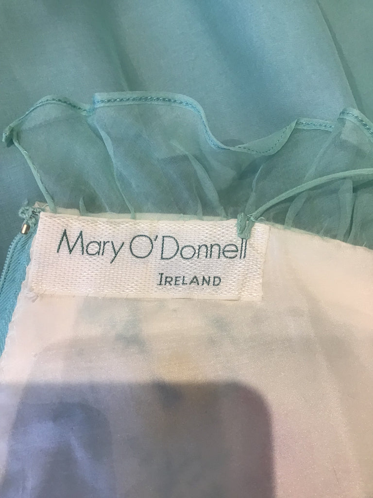 1950’s Mary O’Donnell Silk Aquamarine Blue Evening Dress Size 0/2