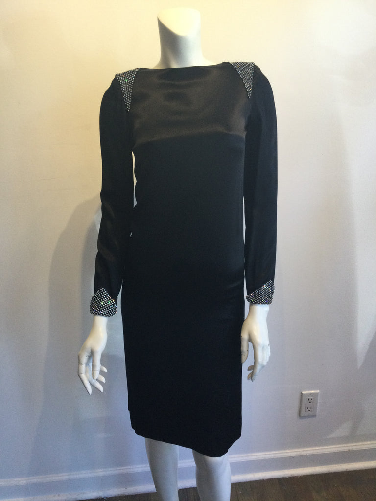 ALBERT NIPPON VINTAGE 80S BLACK SATIN COCKTAIL DRESSDRESS 