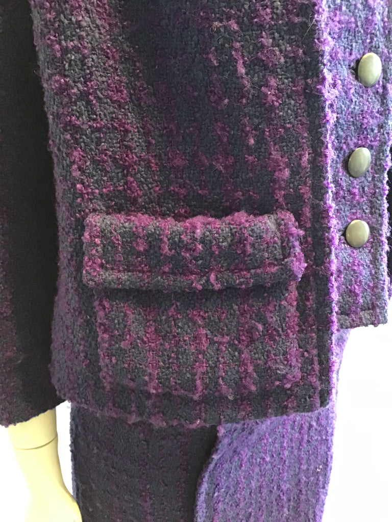 1960’s Wool Purple Wool Bouclé Sybil Connolly 3 Piece Suit Size 2