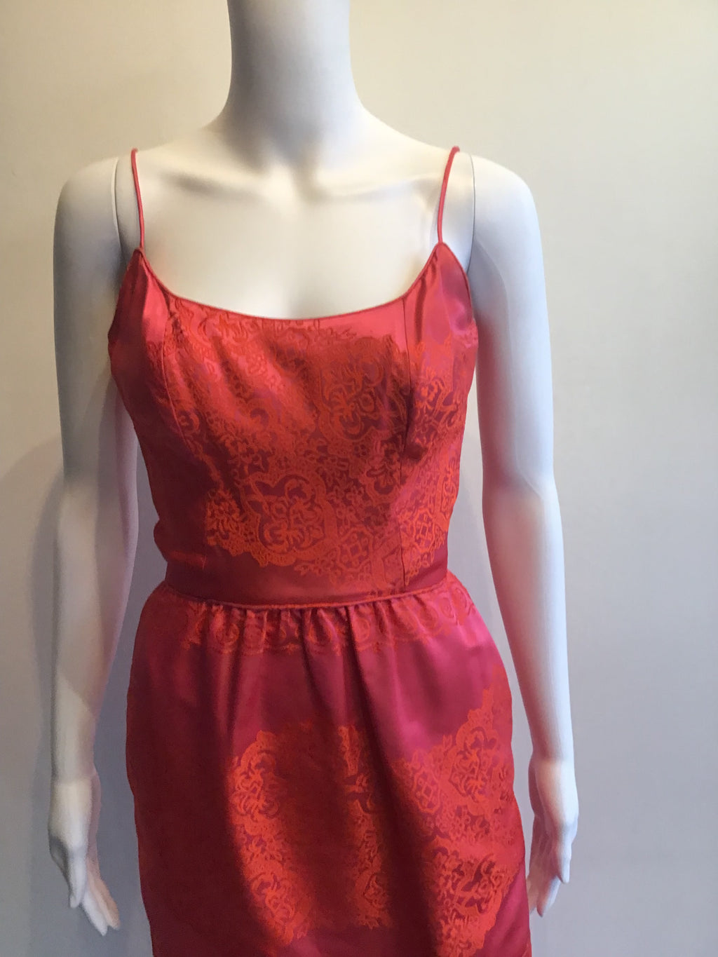 1960’s Jax Red and Orange Silk Dress with Shawl Size 4
