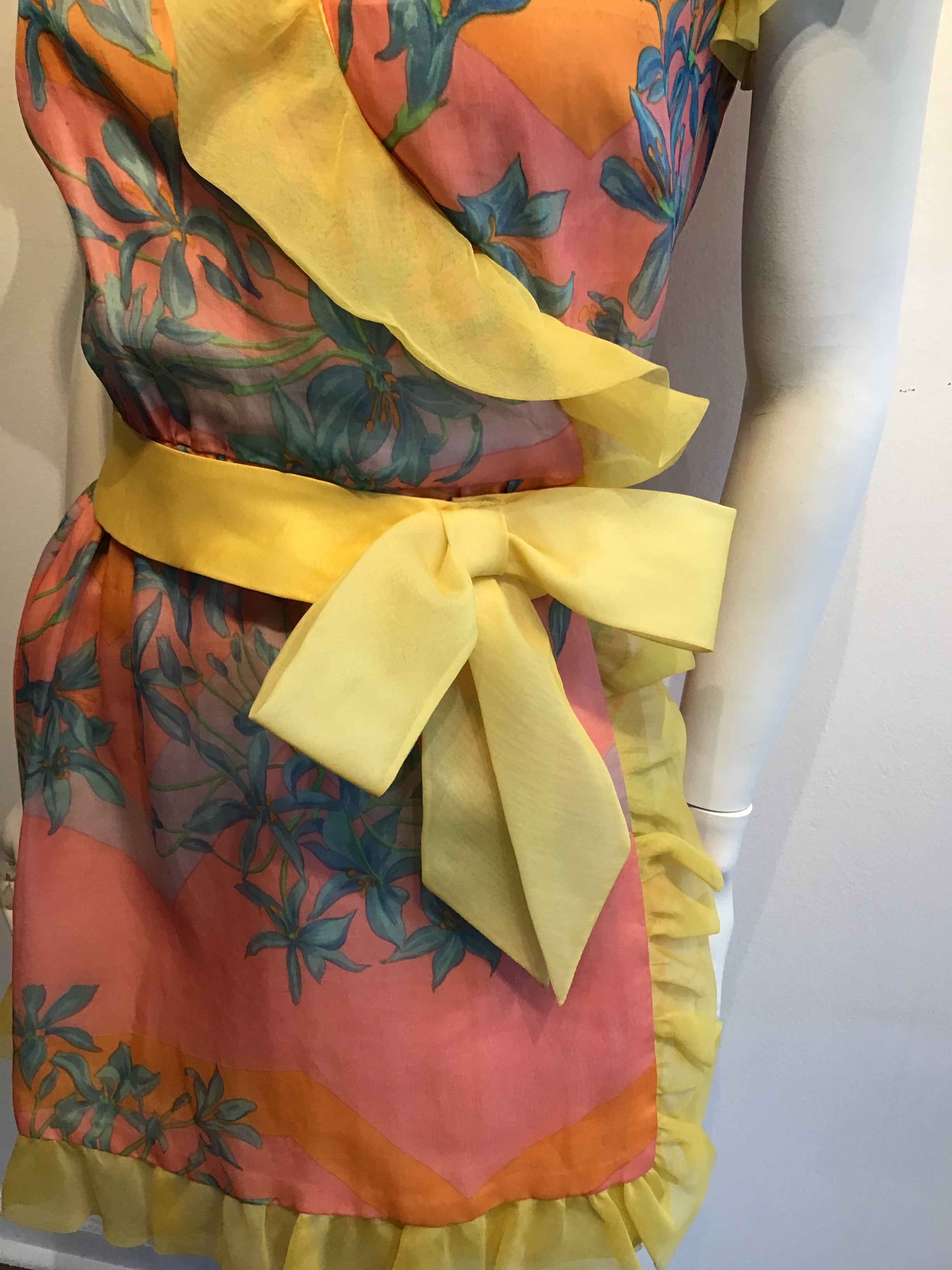 1960s multicolor Silk Organza Dress by Raffaele di Marino size 4