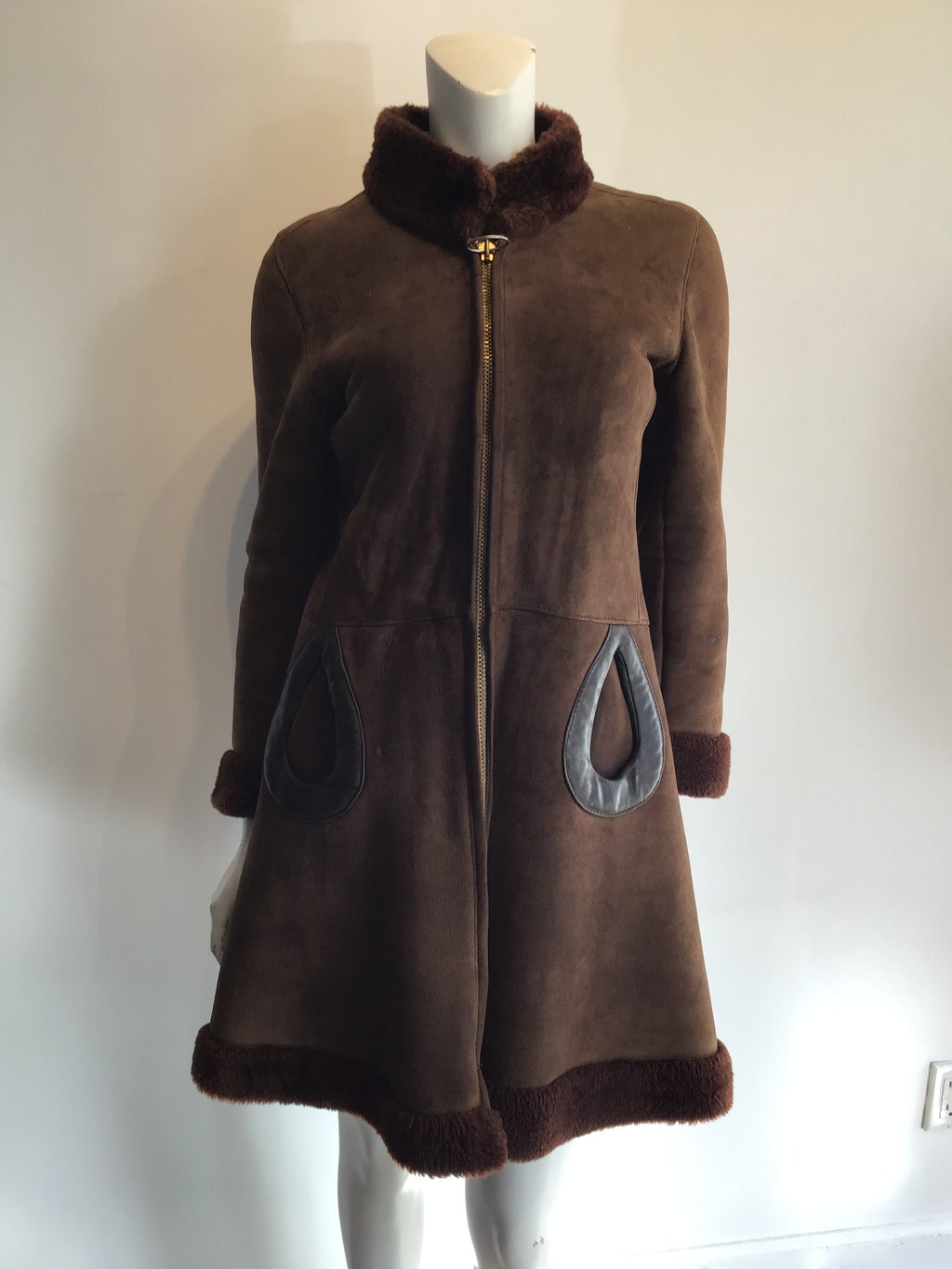Late 1960s Pierre Cardin Brown Suede Coat Size 6
