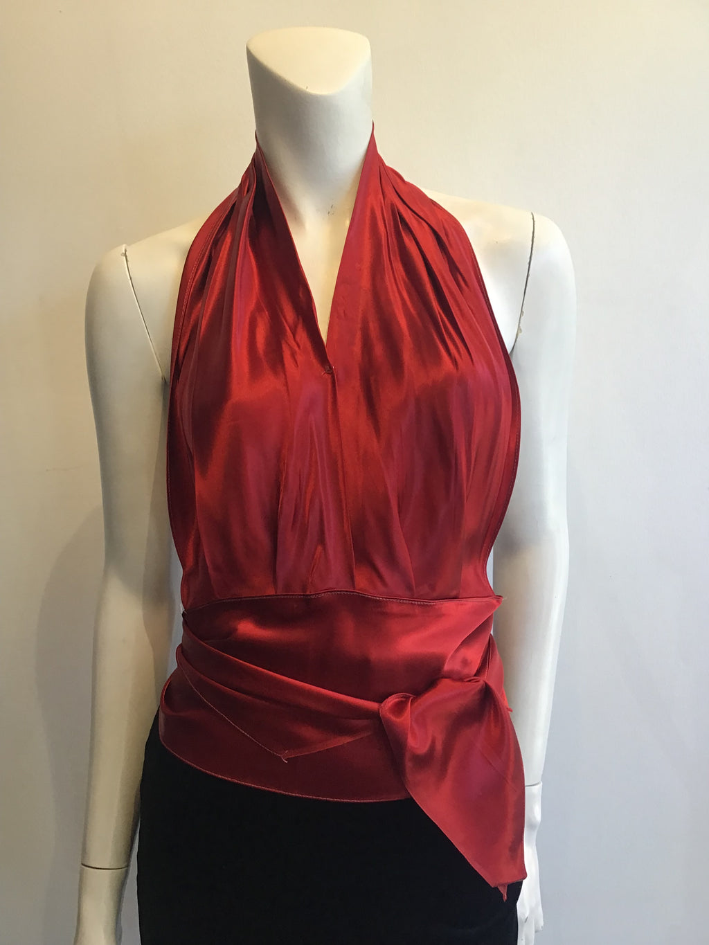 1940s Burgundy Rayon Halter Tops Size 6