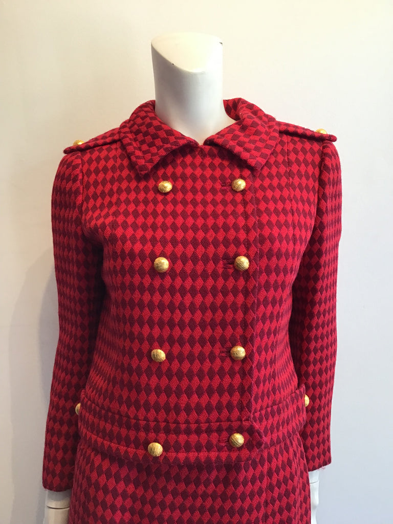 1960s Red and Black Wool Suit by Rose Bertin of Zurich Size 8