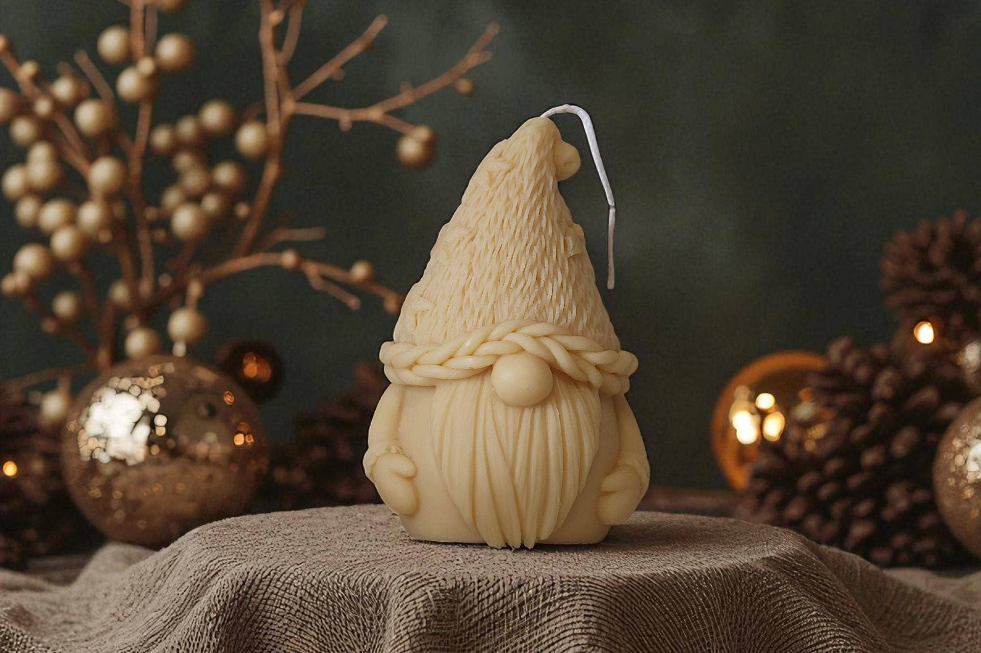 Knitted Gnome Candle 5x3.5 inches
