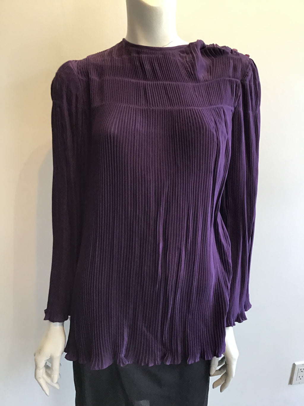 1980’s Plum Pleated Polyester Top Size 12