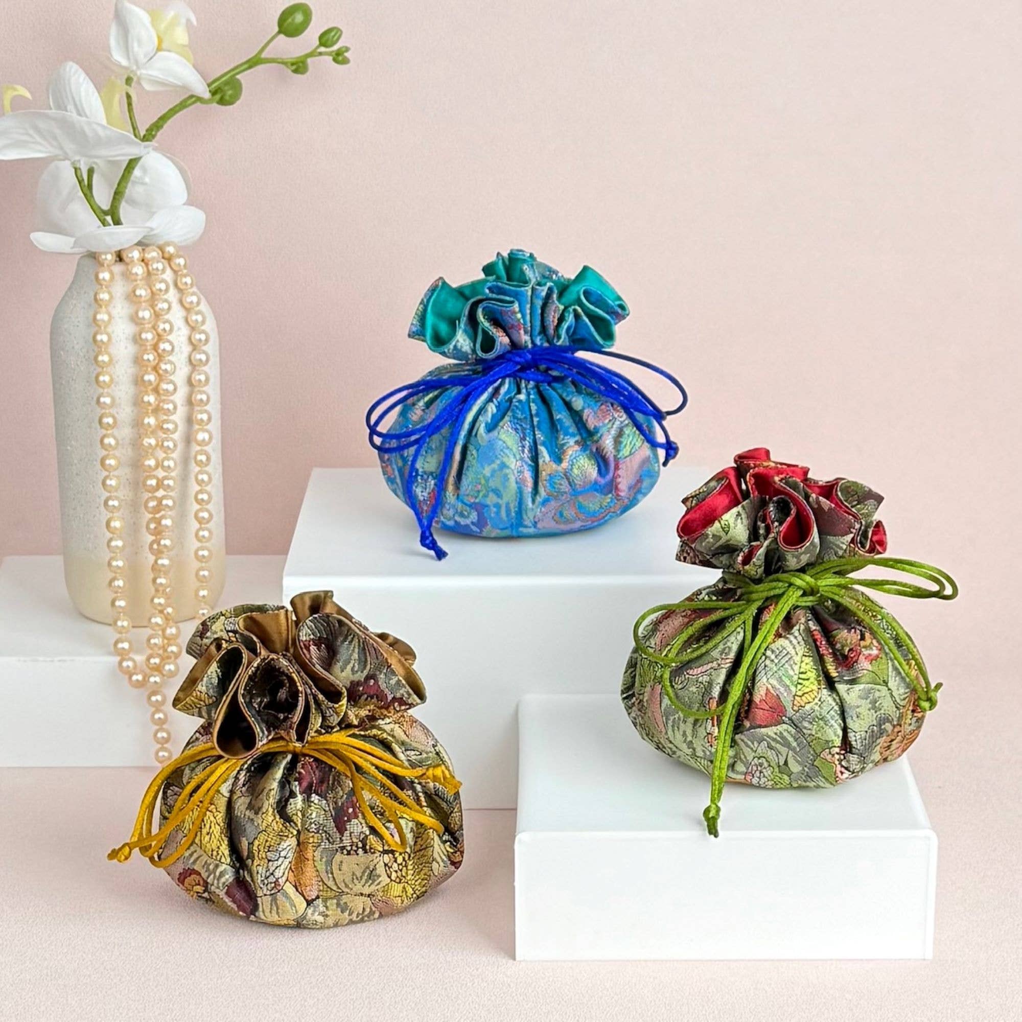 Floral Brocade Jewelry Pouch / Organizer