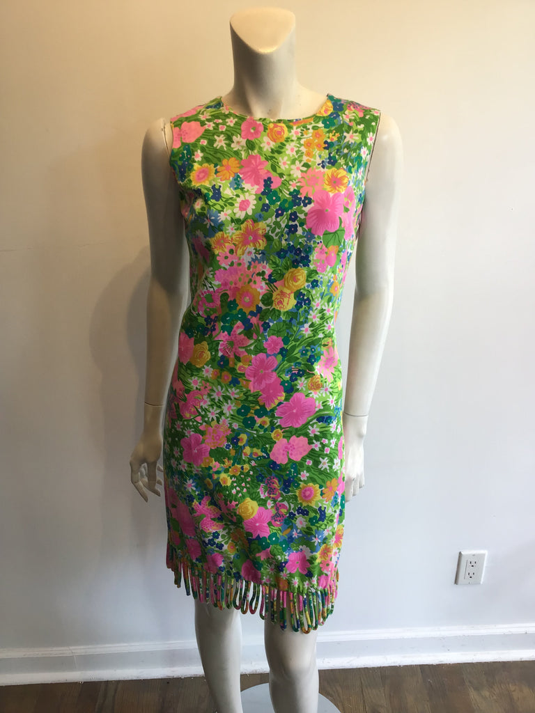 1960’s Cotton Floral Printed Janet Lynn Shift Dress Size 8