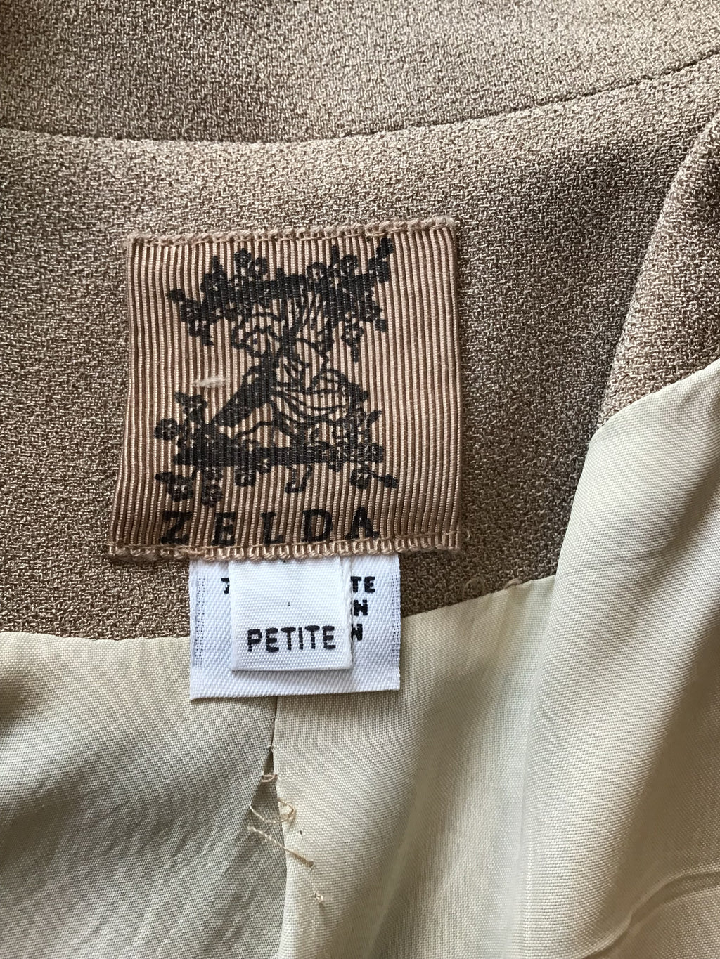 1980’s Tan Rayon Zelda Jacket Size 6 Petit