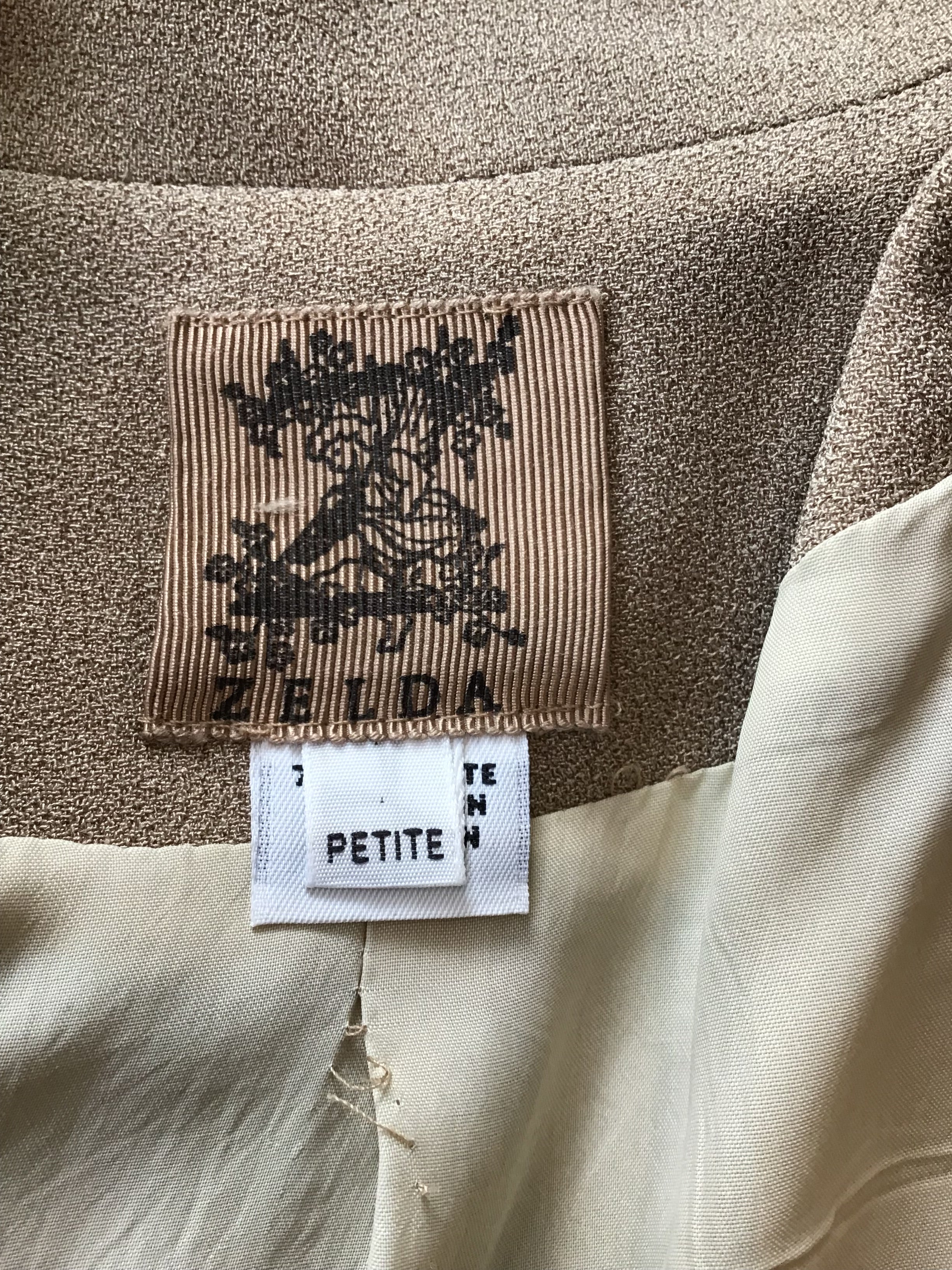 1980’s Tan Rayon Zelda Jacket Size 6 Petit
