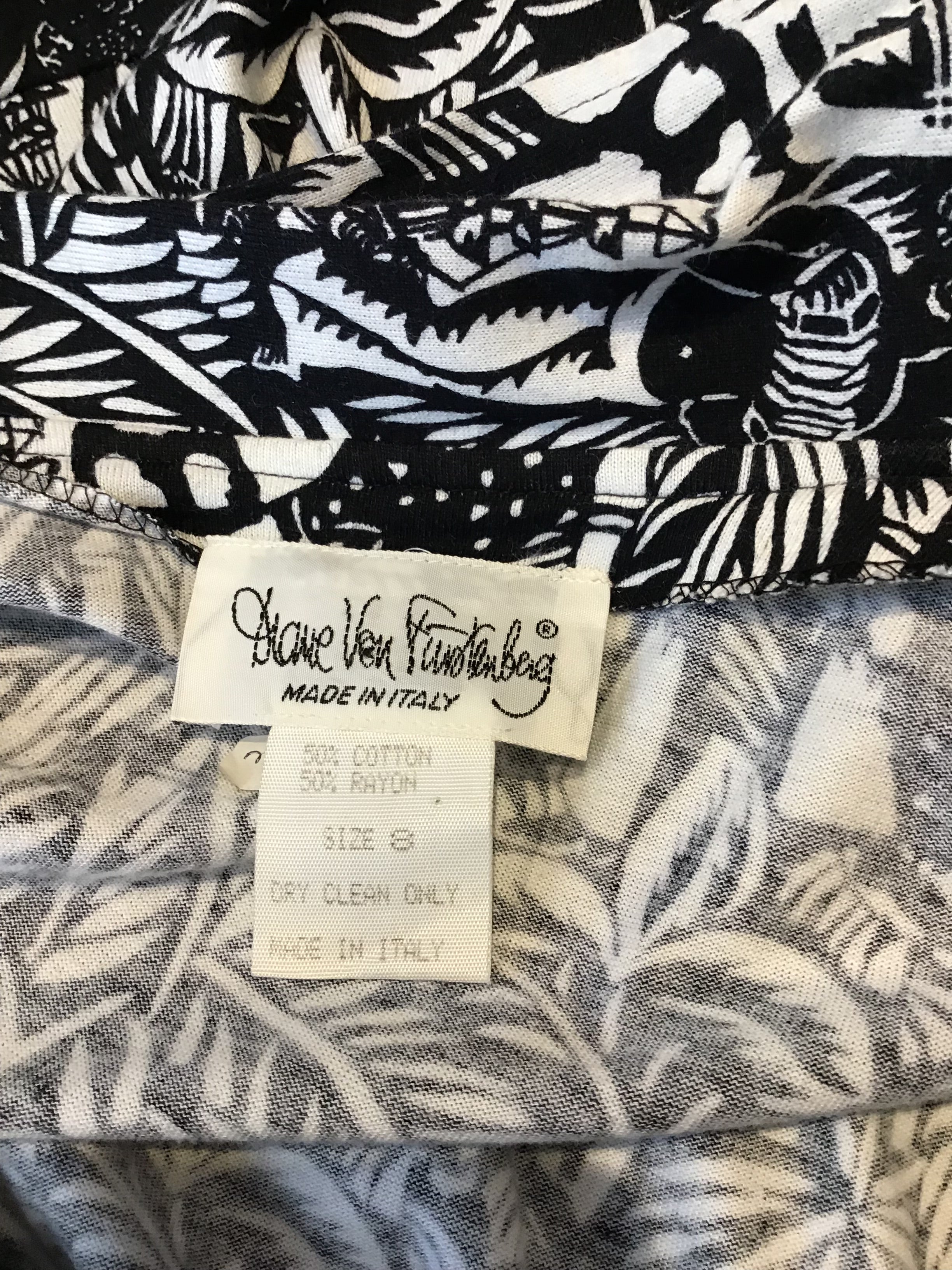1970’s Black/White Diane Von Fürstenberg Cotton/Rayon Wrap Dress Size 8
