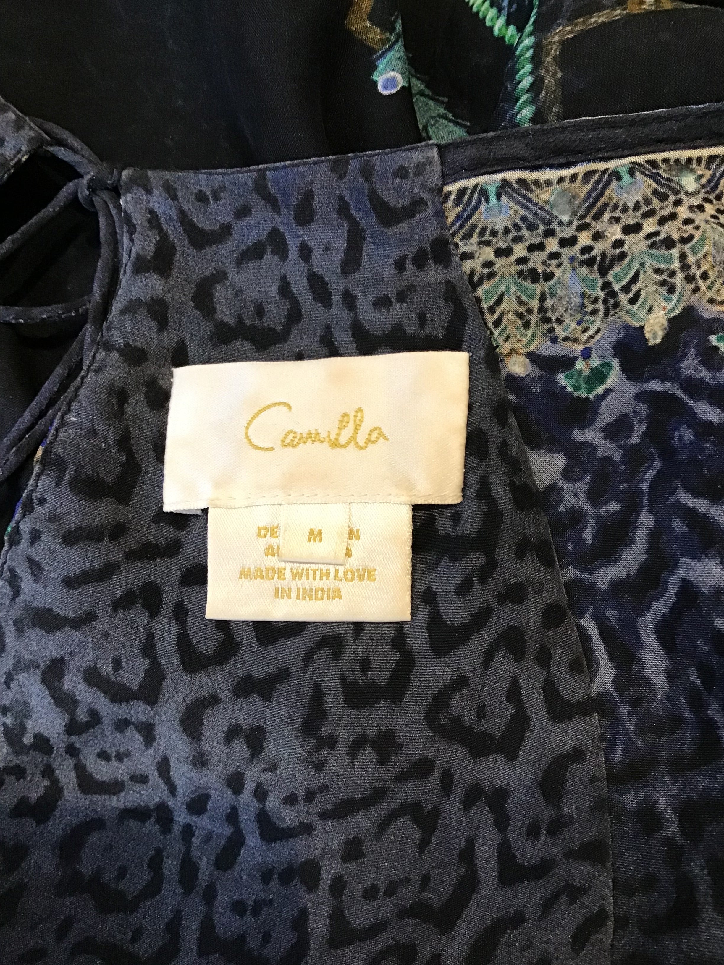 2000’s Camilla blue and Black Silk Mini Dress Size 8/10